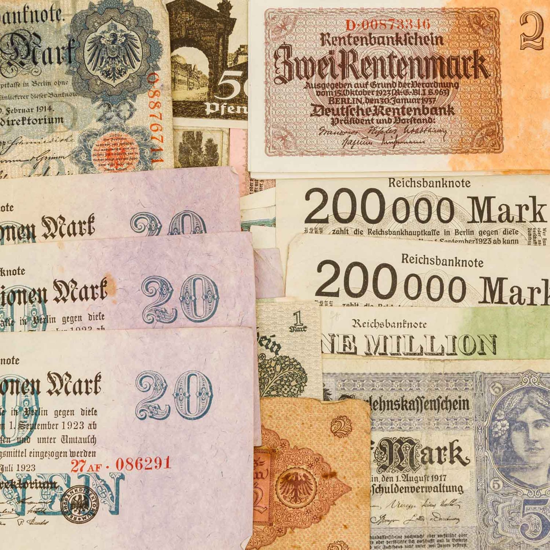 Historische Banknoten, Deutschland 1.H. 20.Jh. - dabei Dt. Kaiserreich, Weimarer Repub - Bild 4 aus 5