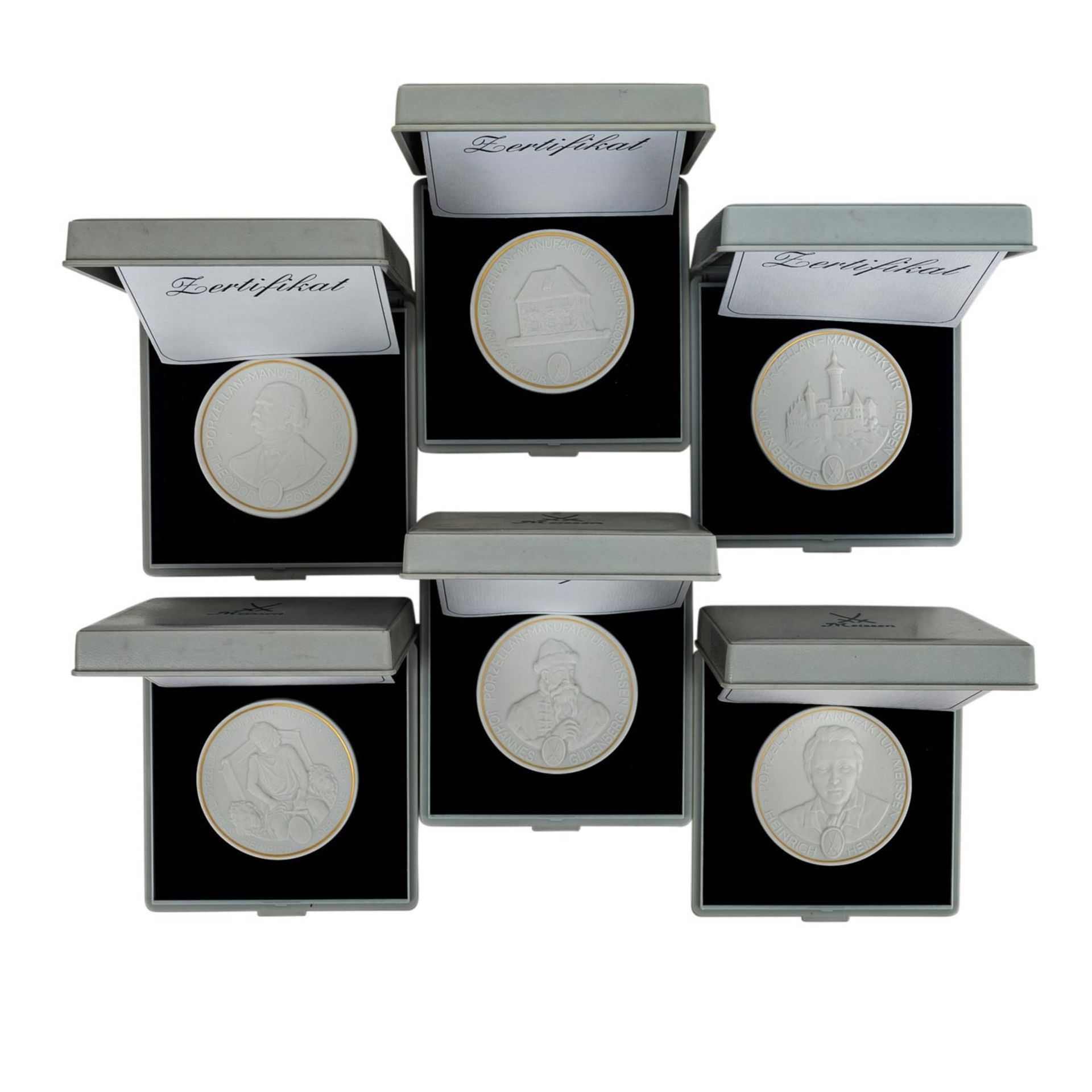 Meissen - Taler und Medaillen aus Bisquitporzellan, - Image 3 of 4