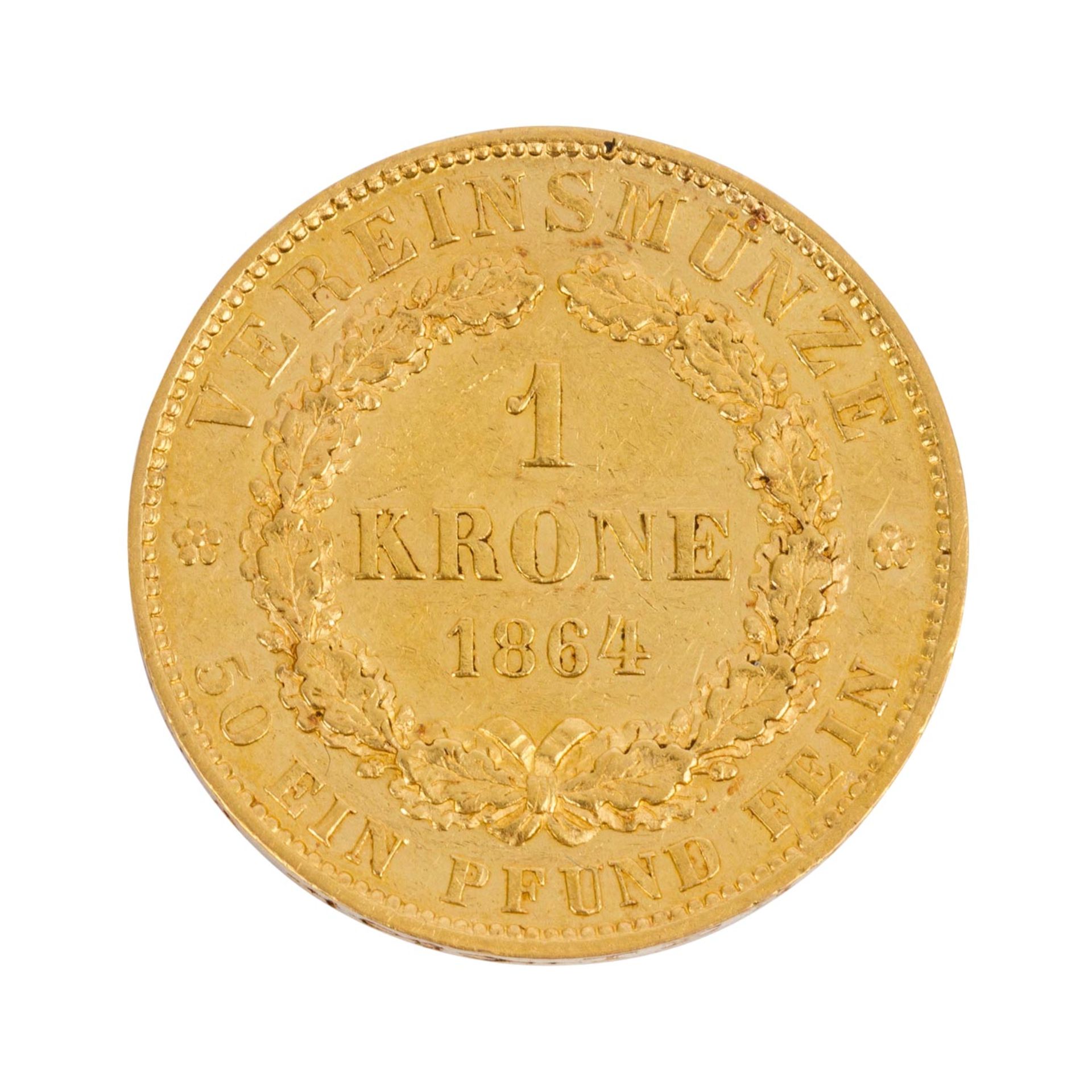 Selten! Hannover/GOLD - 1 Krone 1864 B Vereinsmünze, - Image 2 of 2