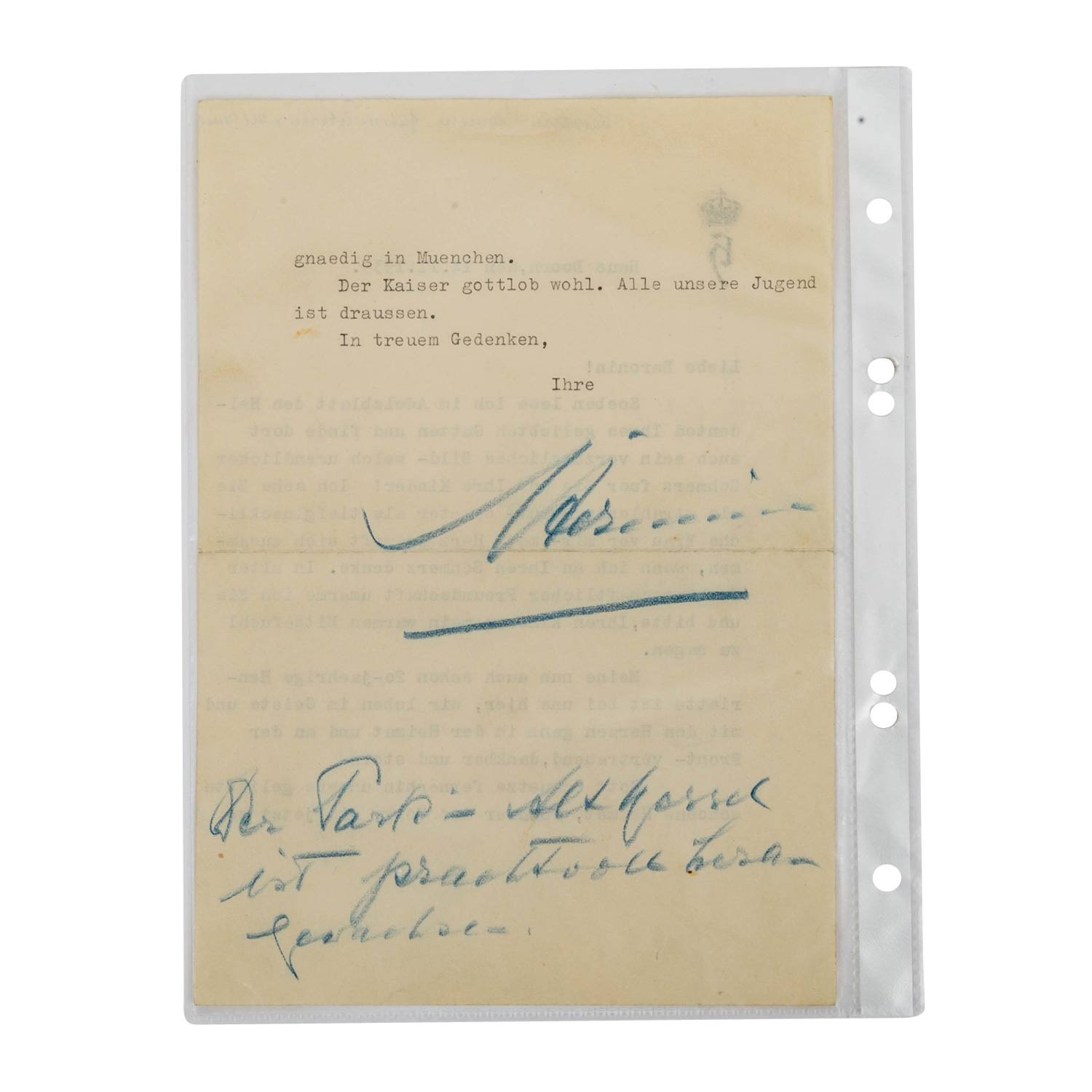 Preussen - Original Autograph Kaiserin Hermine 1939 - Image 4 of 5