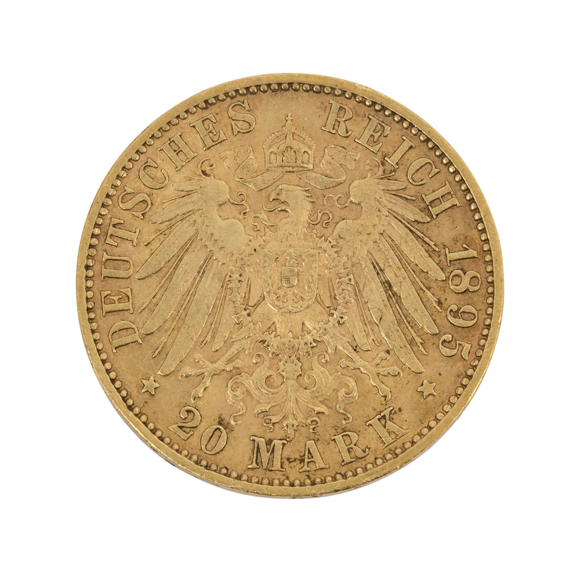 Sachsen/GOLD - 20 Mark 1895 E Albert, - Image 2 of 2