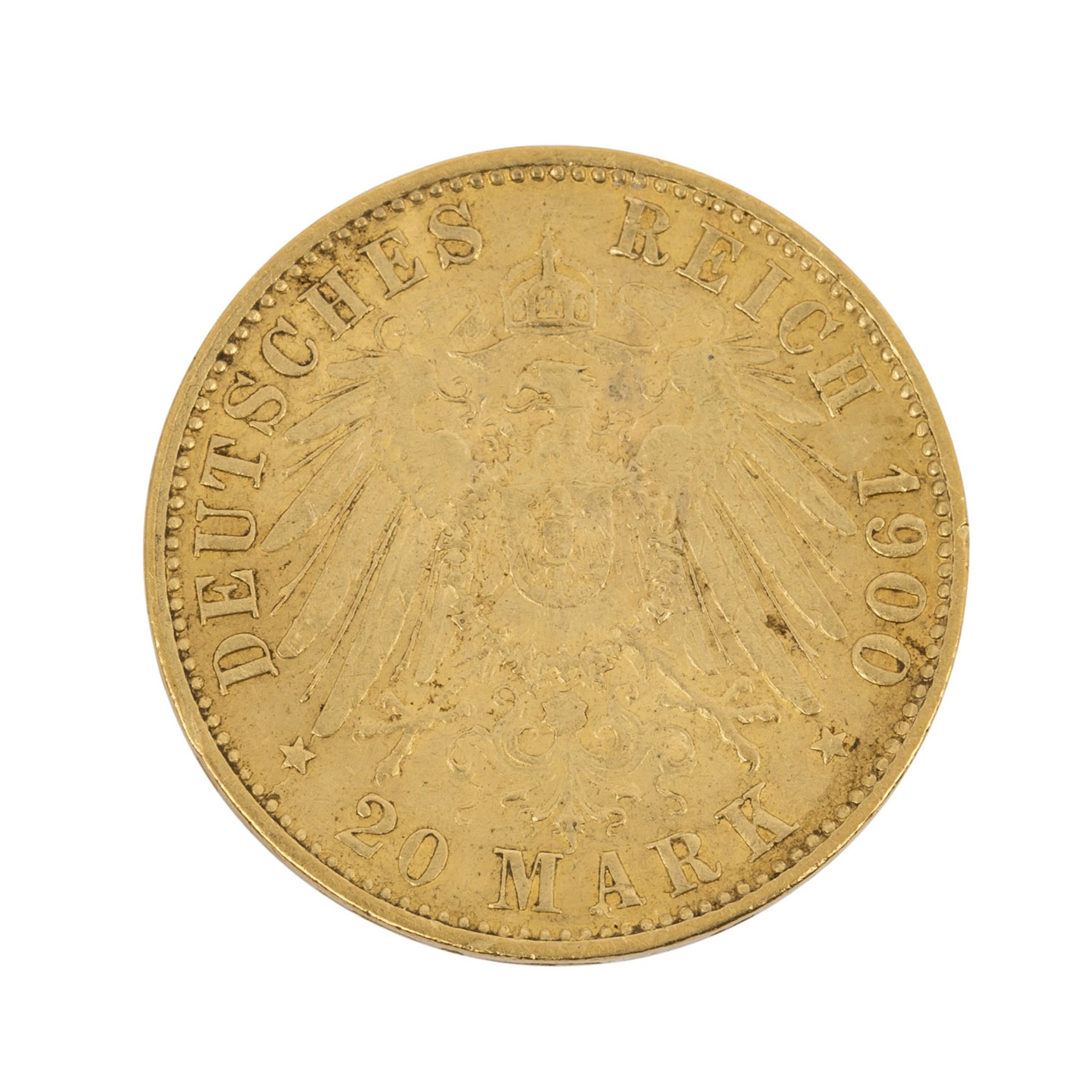 Hamburg/GOLD - 20 Mark 1900 J, - Image 2 of 2