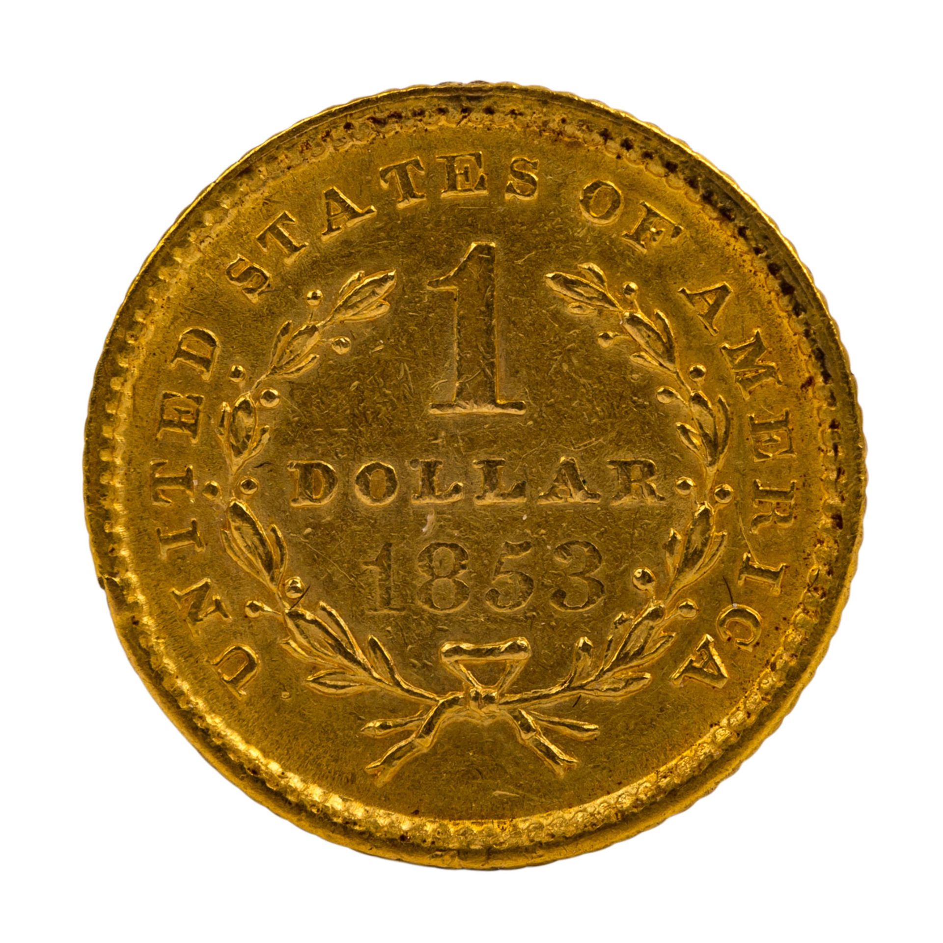 USA/Gold - 1 Dollar 1853, Liberty Head, - Image 3 of 3