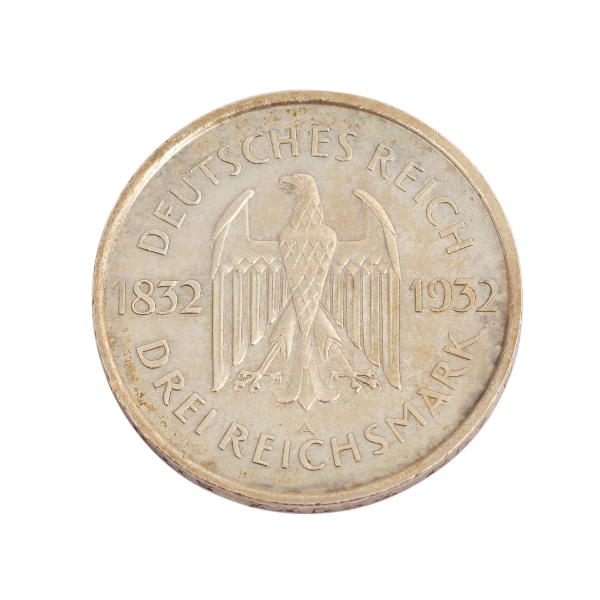 Weimarer Republik - 3 Reichsmark 1932/A, Goethe, - Bild 3 aus 3
