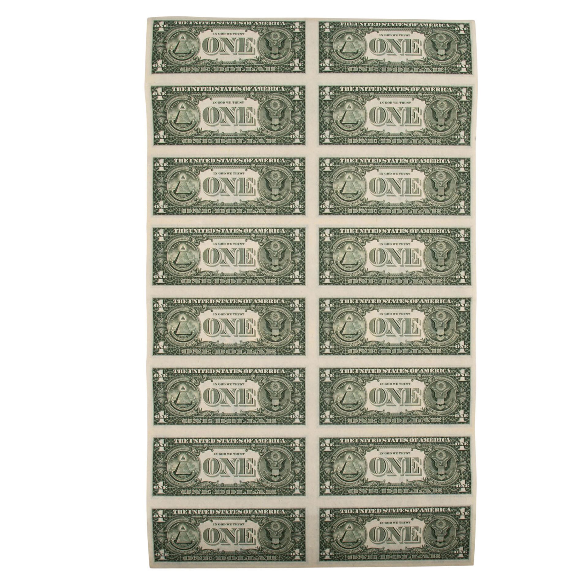 USA - Banknotenbogen 16 x 1 Dollar,