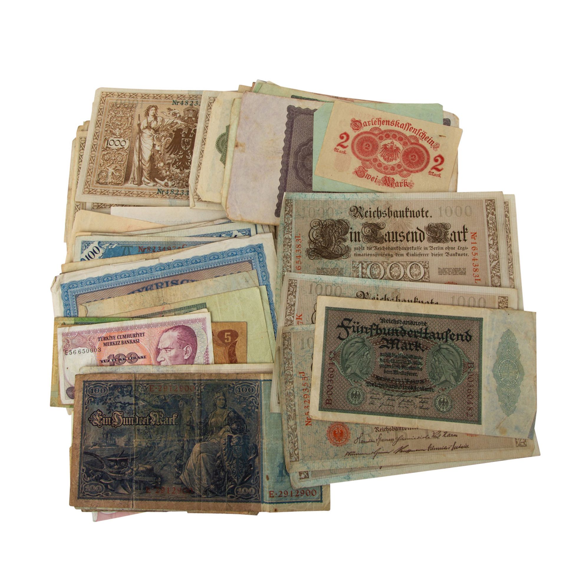 Gut 300 Banknoten, vieles aus der Zeit des Deutschen Kaiserreiches, - Bild 2 aus 3