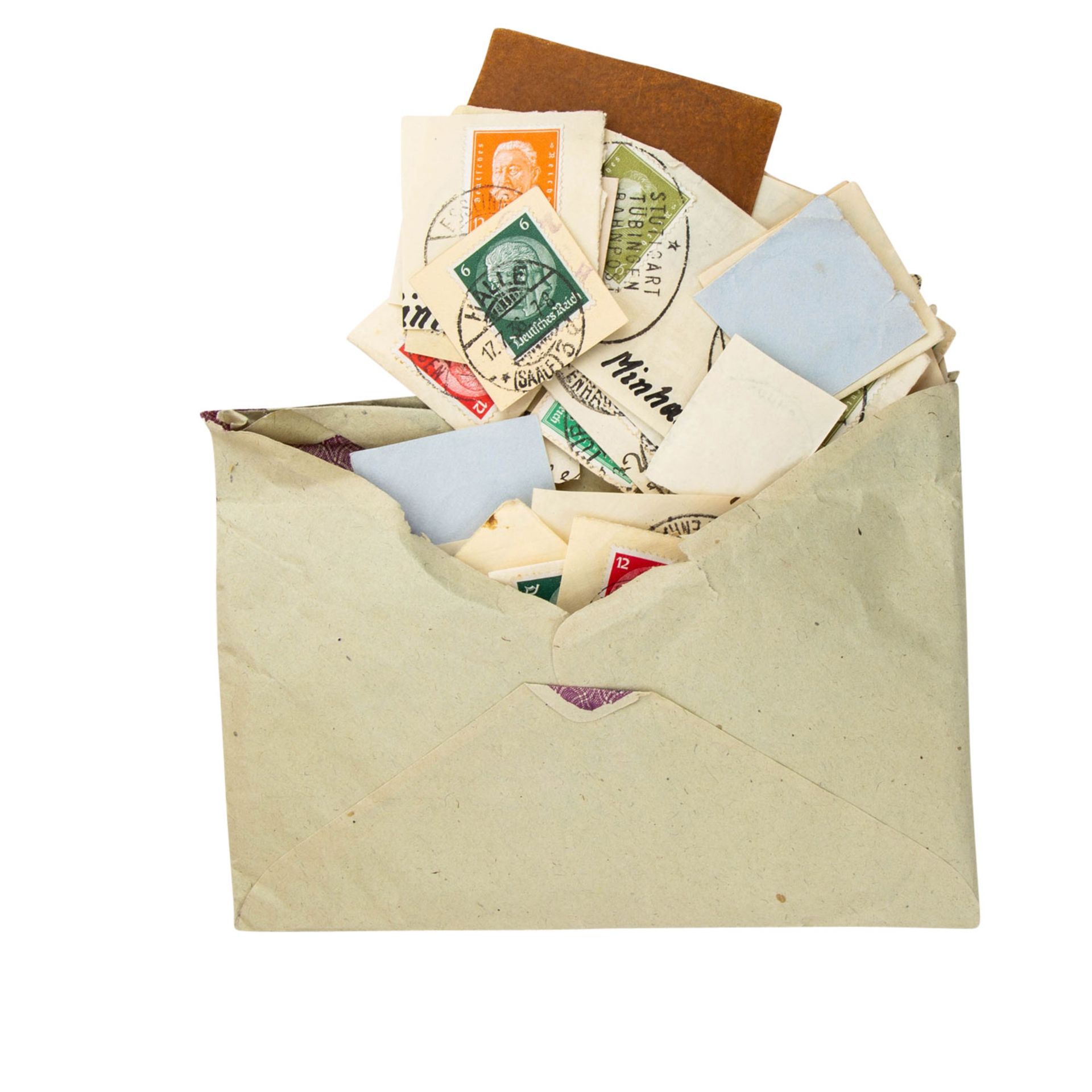 Ältere Holzbox mit Briefmarken ab 2. Weltkrieg, - Image 4 of 4