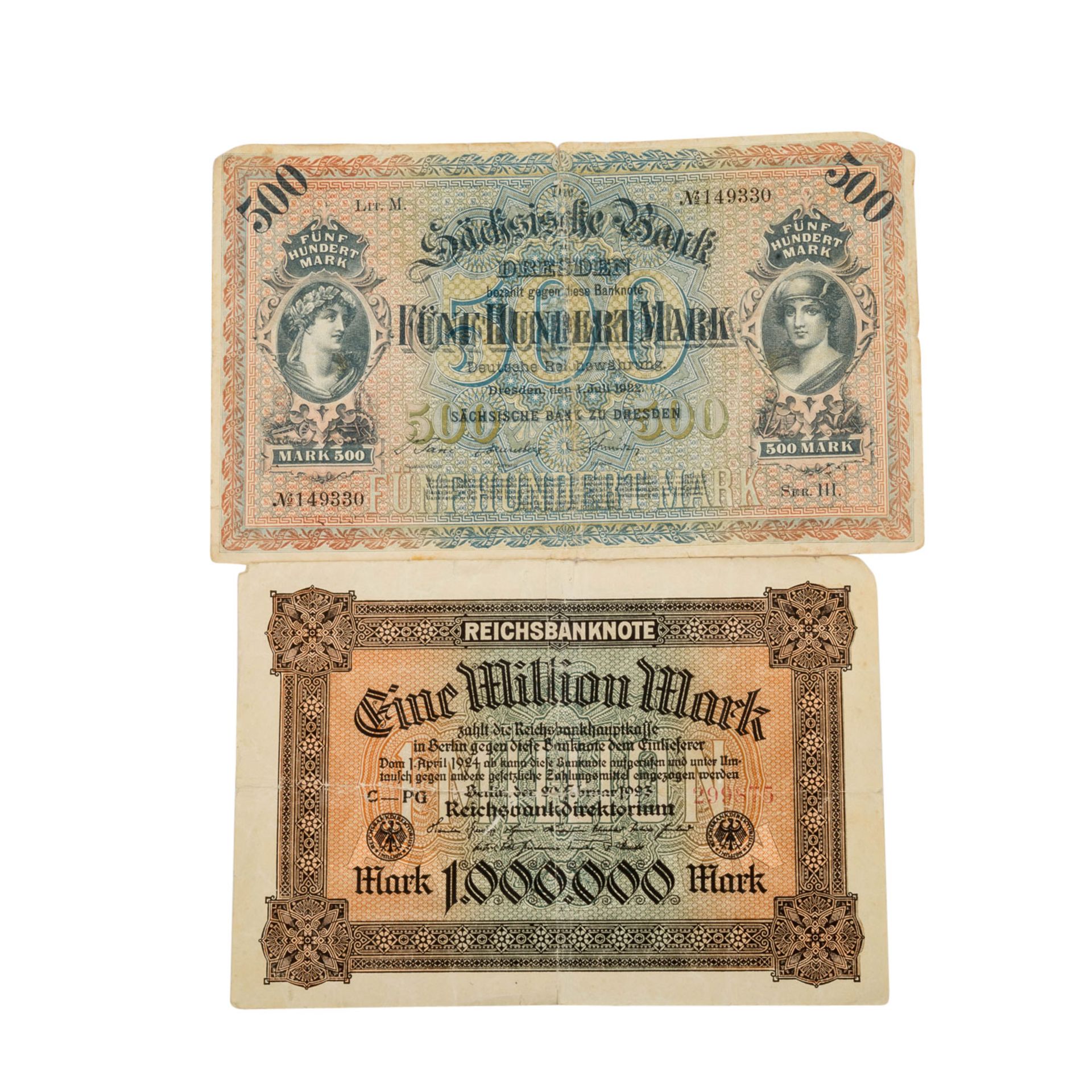 Banknoten der Weimarer Republik, Deutschland 1.Hälfte 20.Jh. - - Bild 2 aus 7