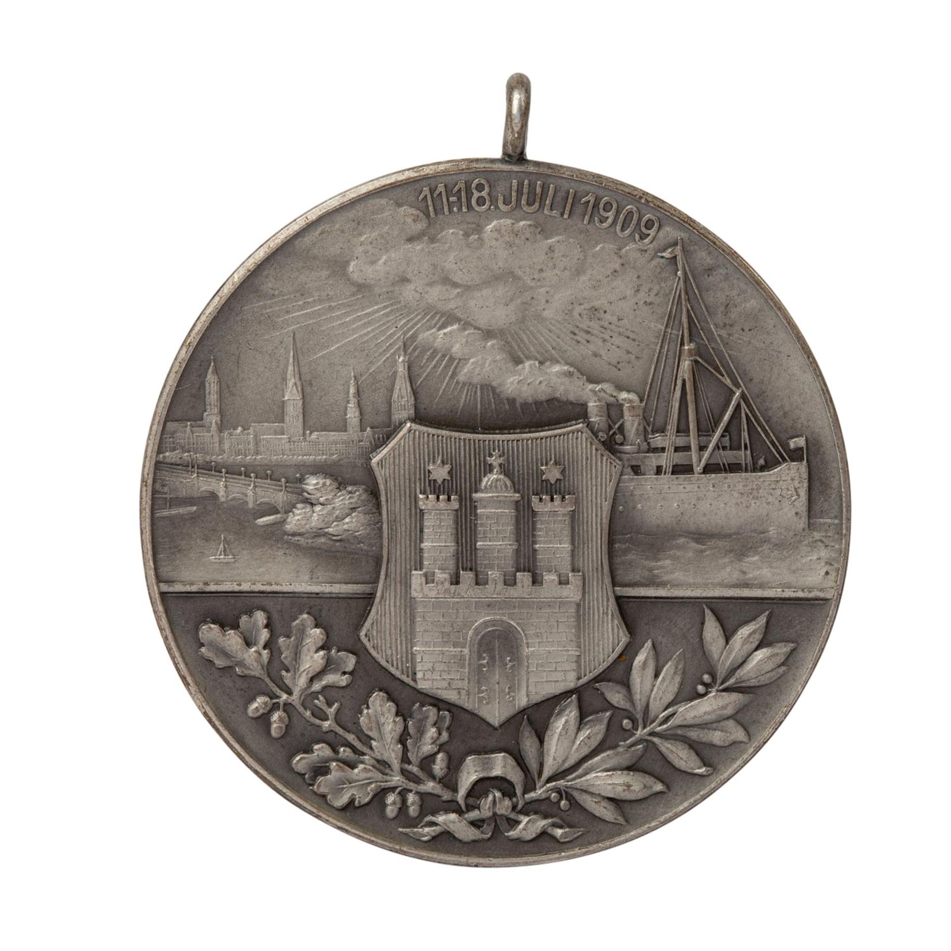 Hamburg - Tragbare Silbermedaille 1909, - Image 2 of 2