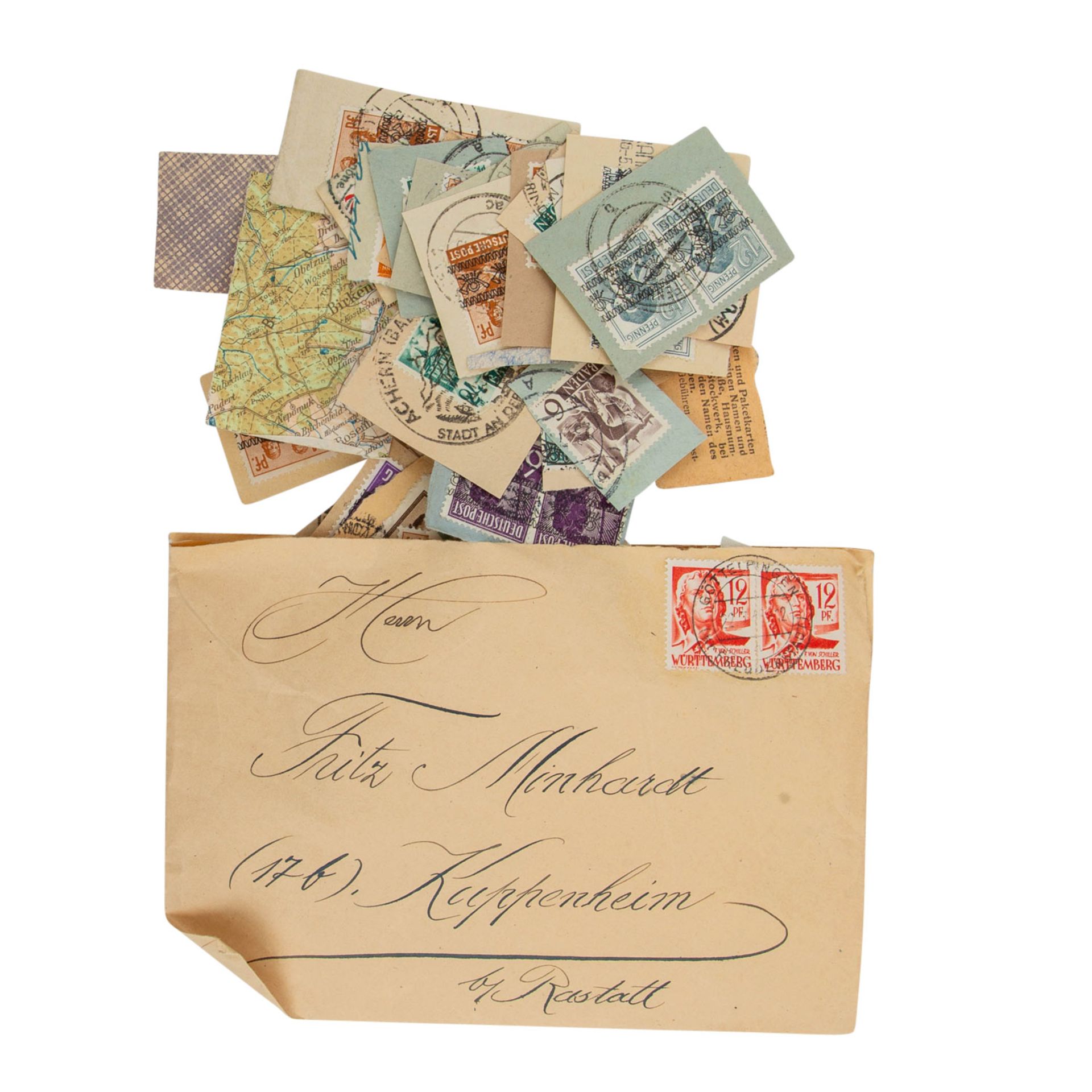 Ältere Holzbox mit Briefmarken ab 2. Weltkrieg, - Image 3 of 4