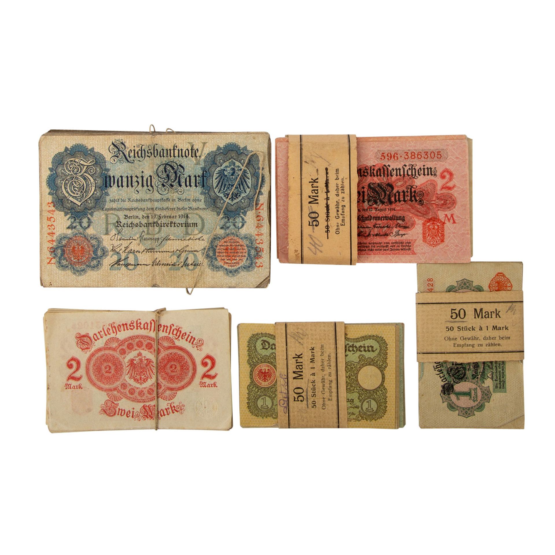 Gut 300 Banknoten, vieles aus der Zeit des Deutschen Kaiserreiches, - Bild 3 aus 3
