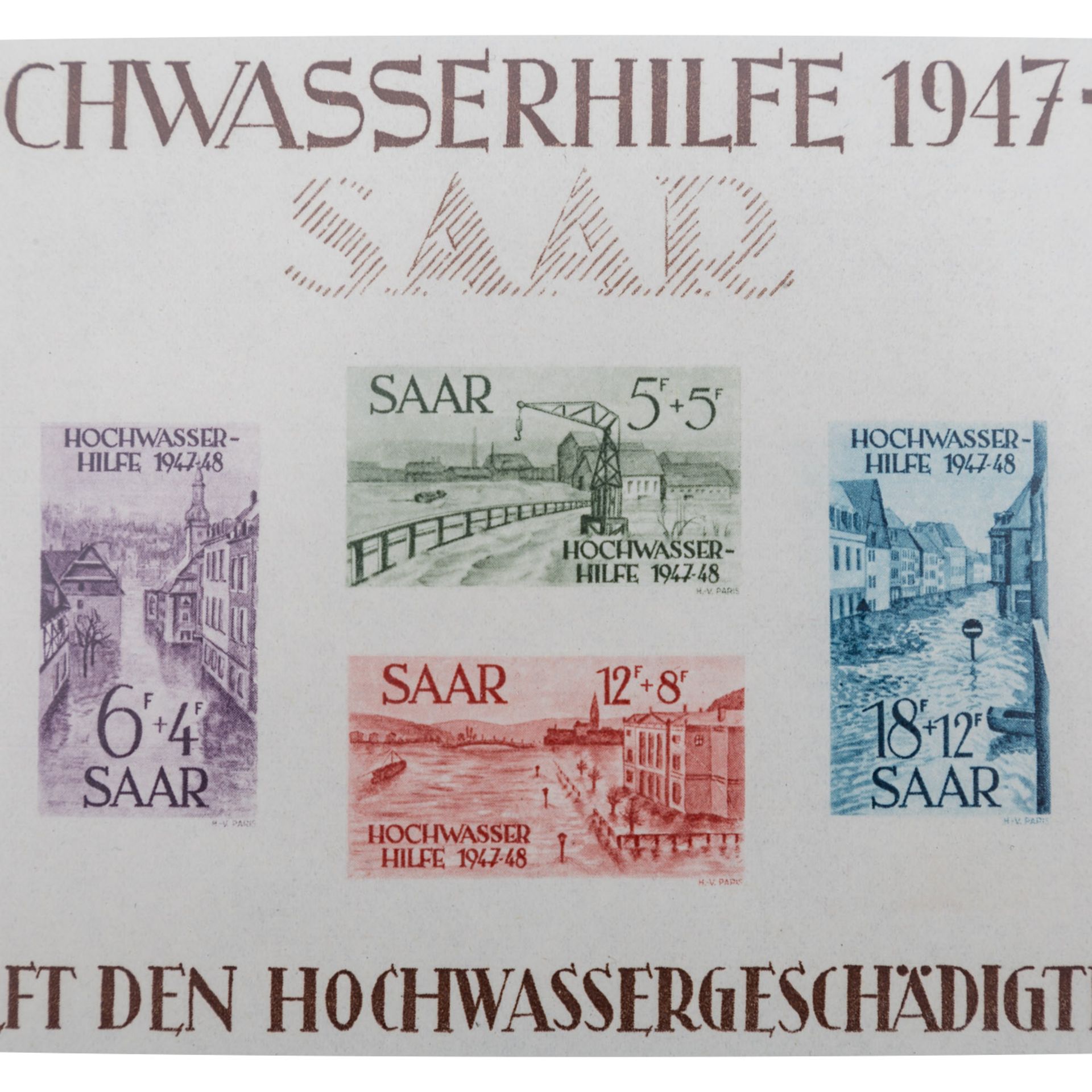 Saarland 1948 Block 1+2 - Bild 3 aus 3