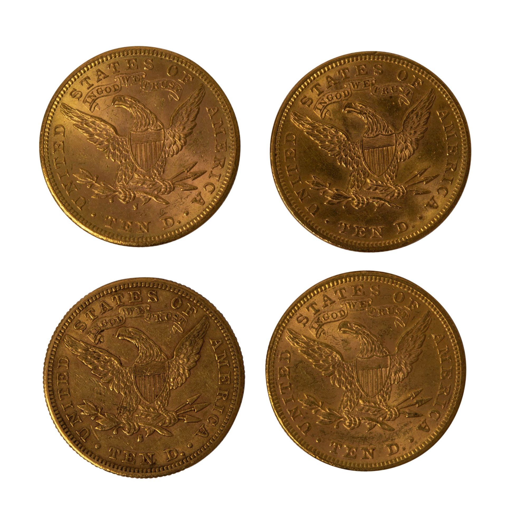 USA/GOLD - 4 x 10 Dollars Liberty Head - Image 2 of 2