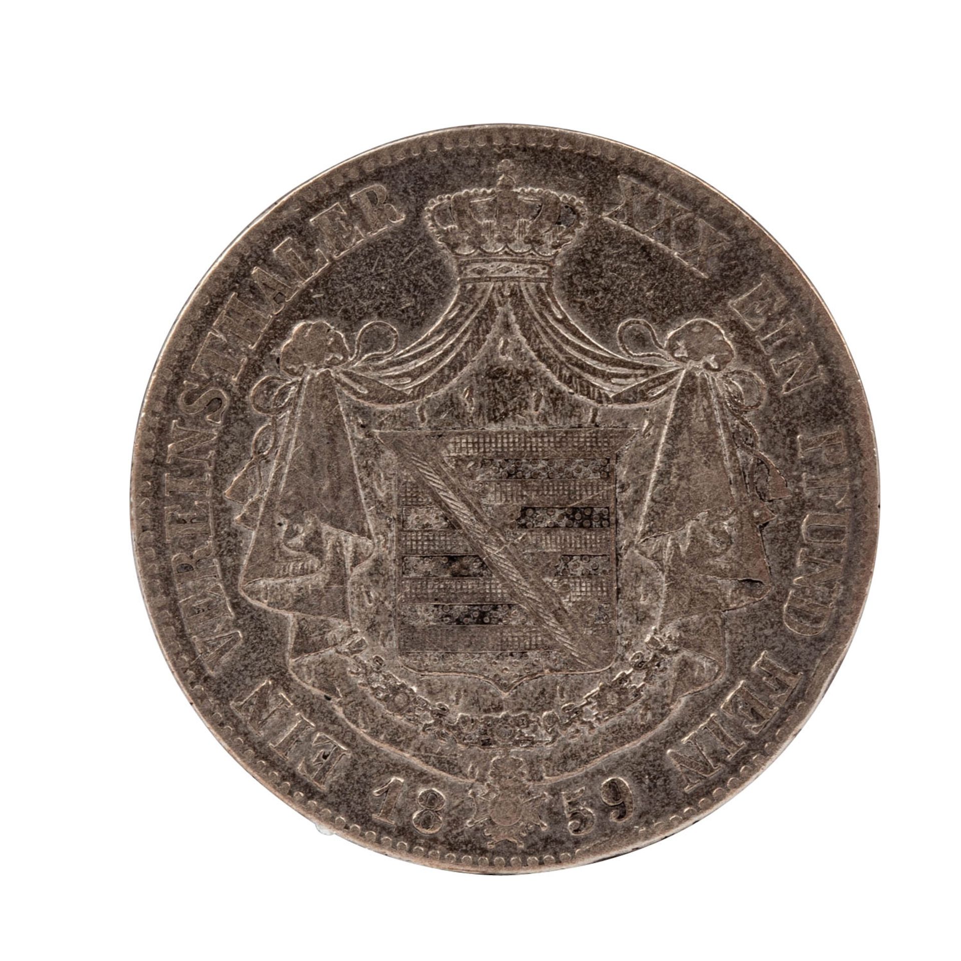 AD - Sachsen-Meiningen, Georg II, Vereinstaler 1859, - Image 2 of 2