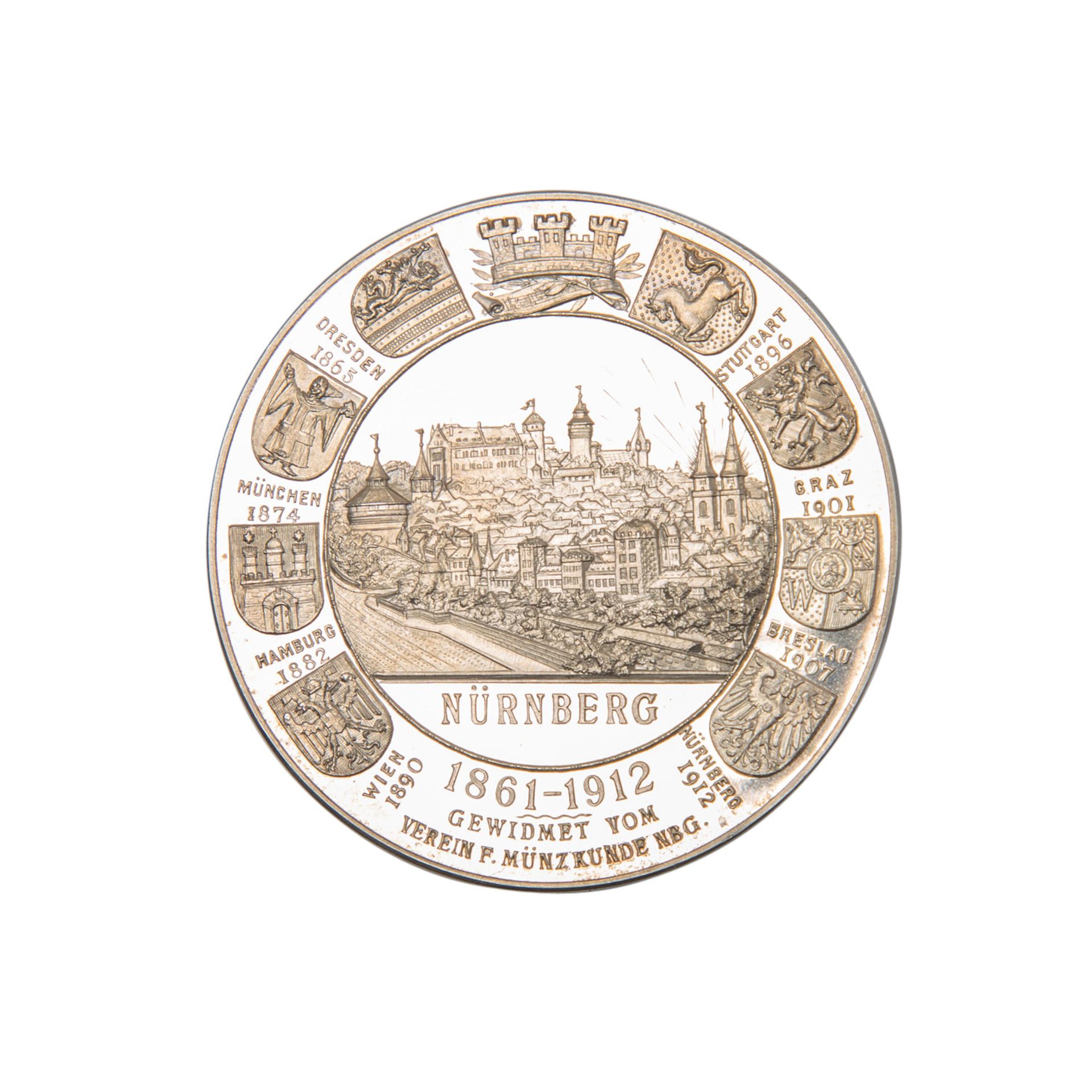 Stadt Nürnberg - Silbermedaille 1912, Auf das 8. Deutsche - Bild 2 aus 2
