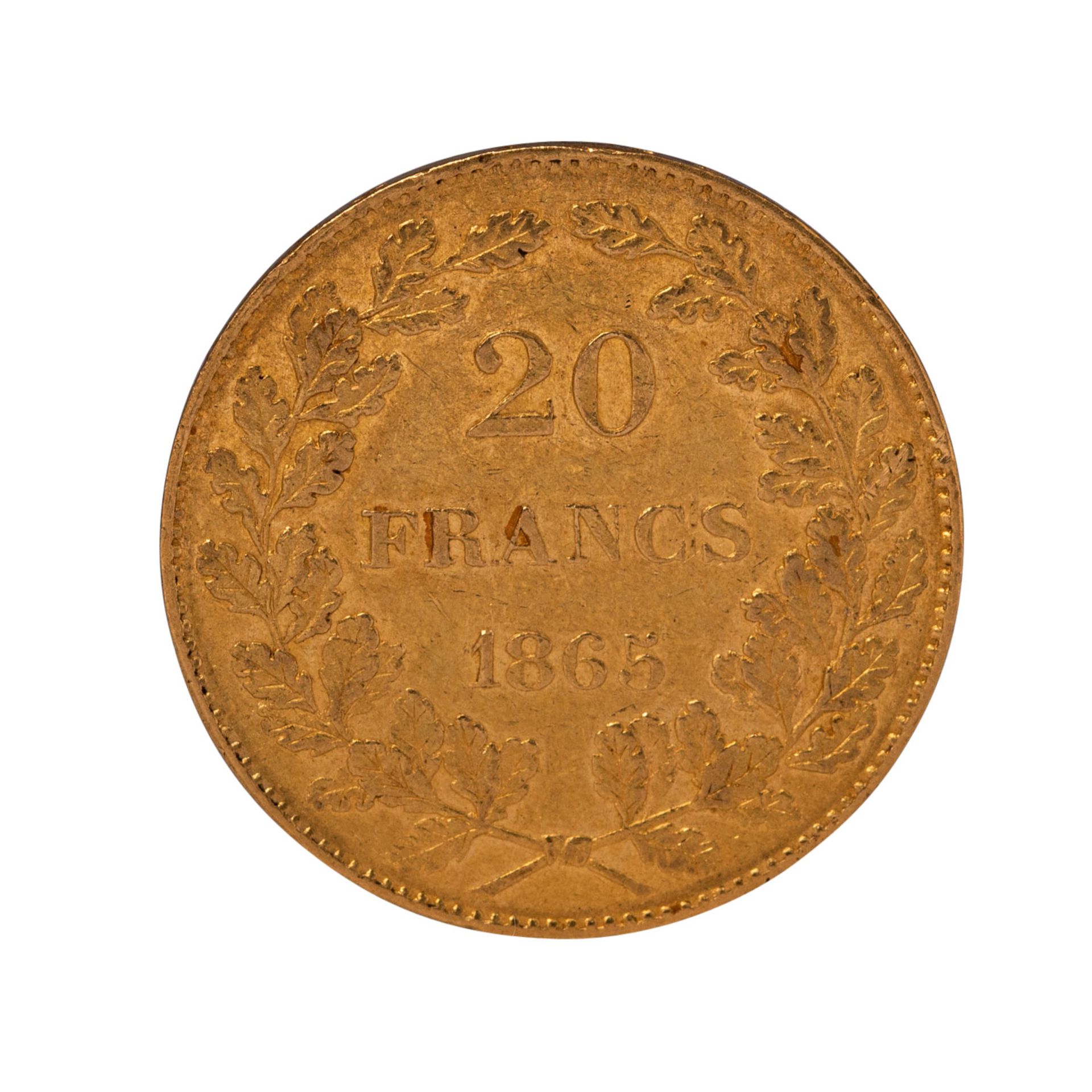 Belgien - 20 Francs 1865, Leopold I,