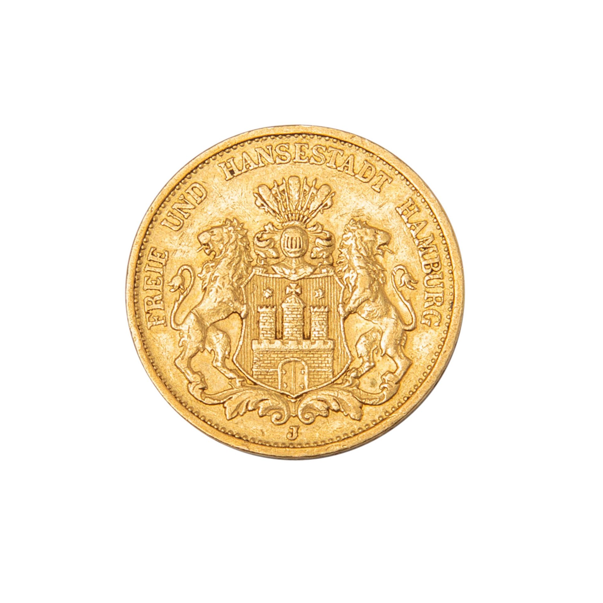 Hamburg/GOLD - 20 Mark 1887 J, - Image 2 of 2