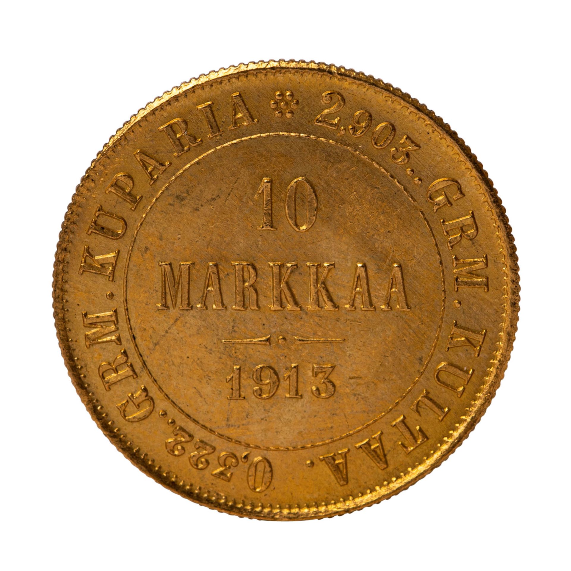 Finnland - 10 Markaa 1913/S, unter Zar Nikolaus II,