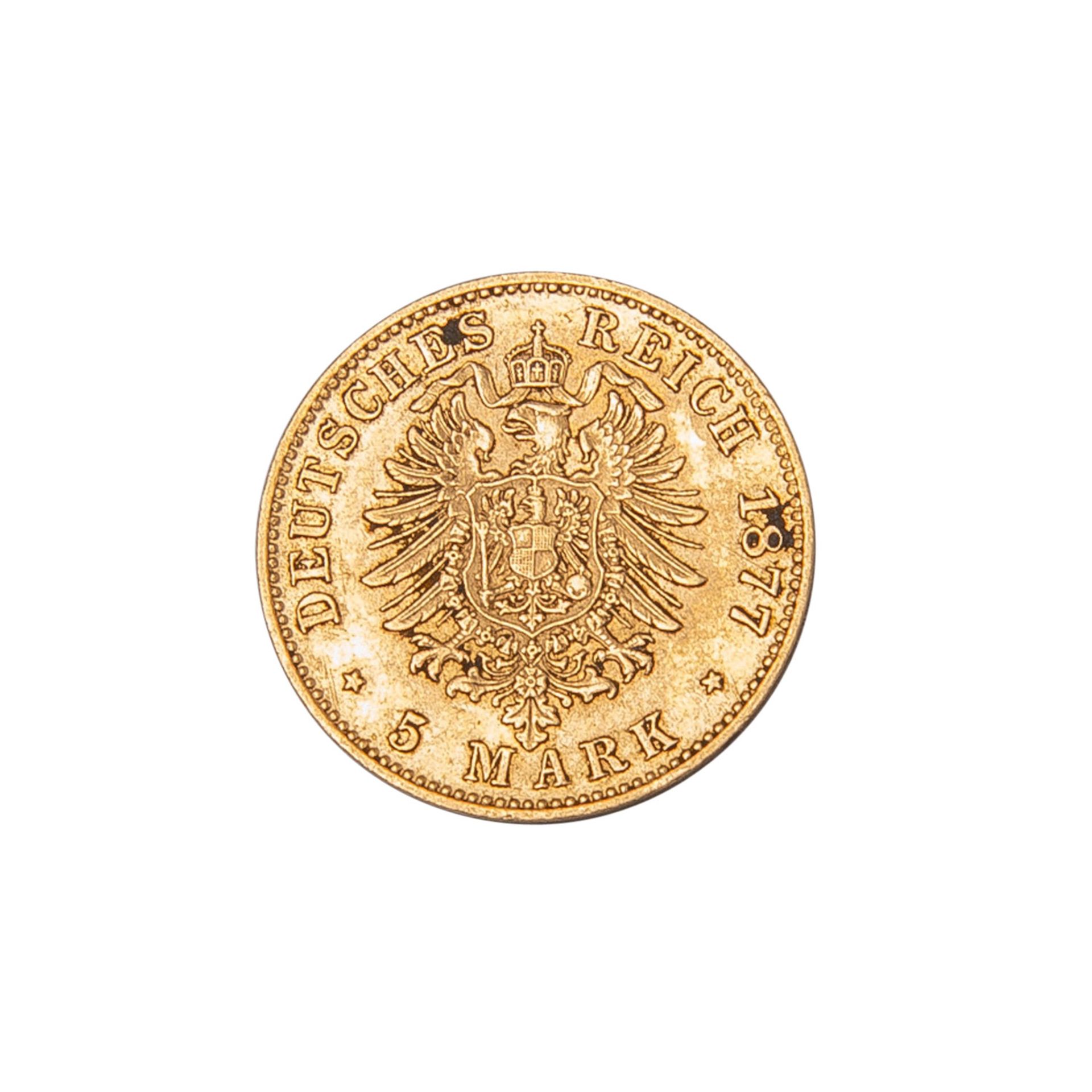 Bayern/GOLD - 5 Mark 1877 D, - Image 2 of 2