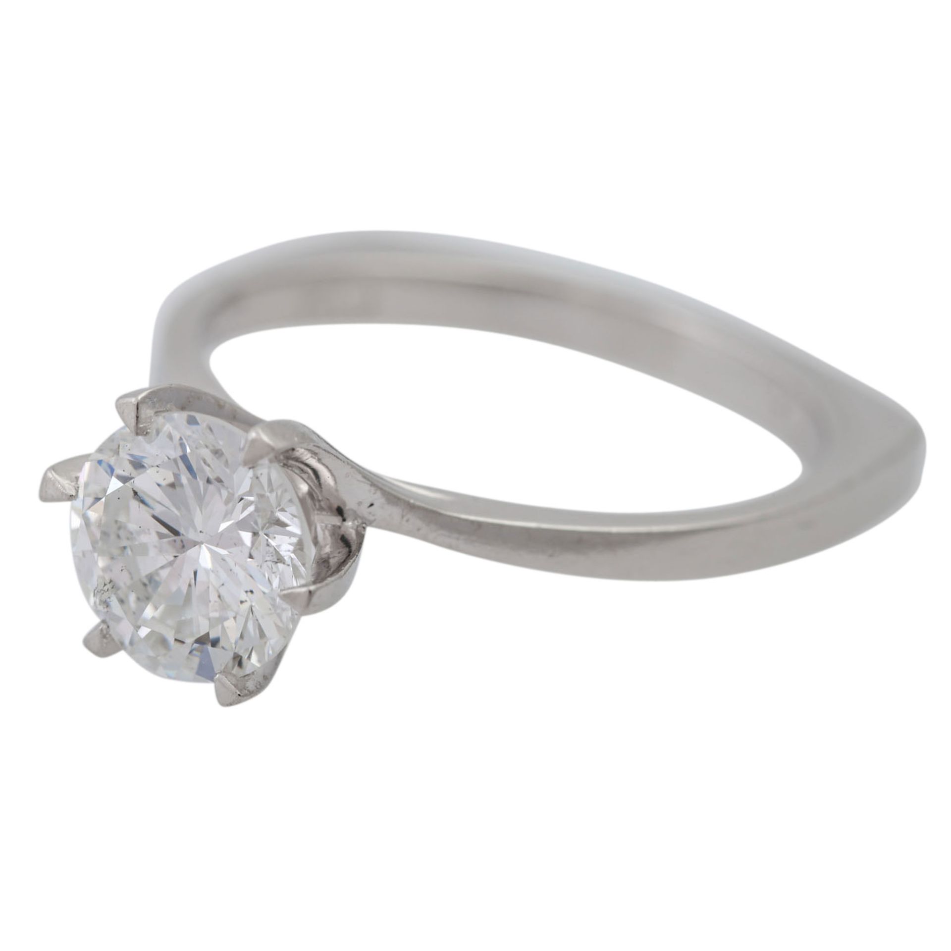 Ring mit Brillant ca. 1,5 ct,ca. WEISS (H)/SI2-P1, Fluoreszenz: schwach, Platin, RW: 5 - Bild 5 aus 5