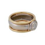 Ring 2-teilig mit Brillant von ca. 0,2 ct,ca. LGW (I)/VS, GG/WG 14K, 12,4 g, RW: 59, E