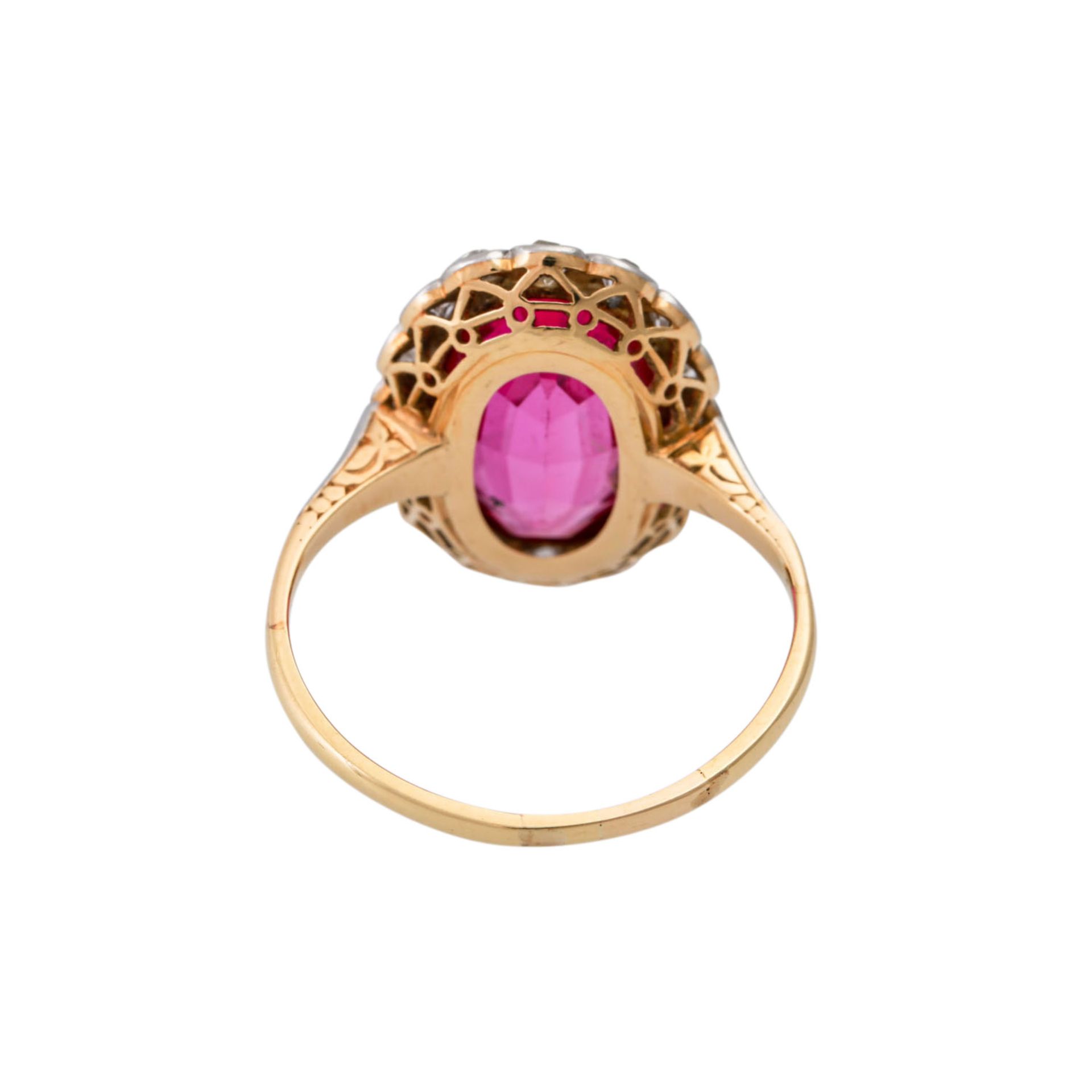 Ring mit Altschliffdiamantenzus. ca. 0,3 ct, niedere Qualität (Kerben und Ausbrüche) - Bild 4 aus 4