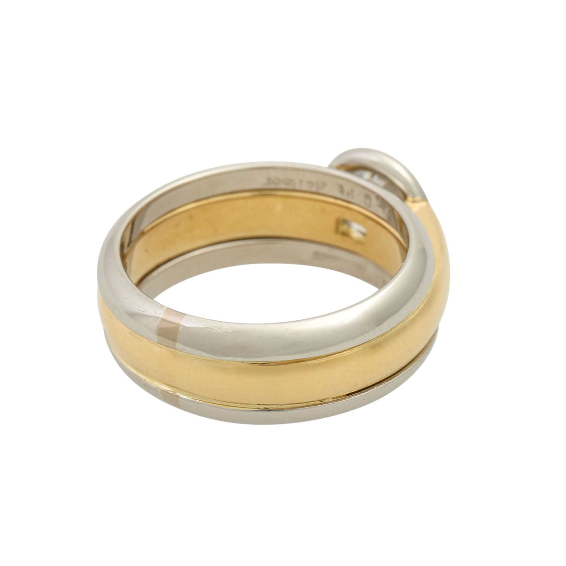 Ring mit Brillant ca. 1,1 ct,ca. FW (G)/VVS, Fluoreszenz: sehr schwach, GG 18K/Platin, - Bild 3 aus 5