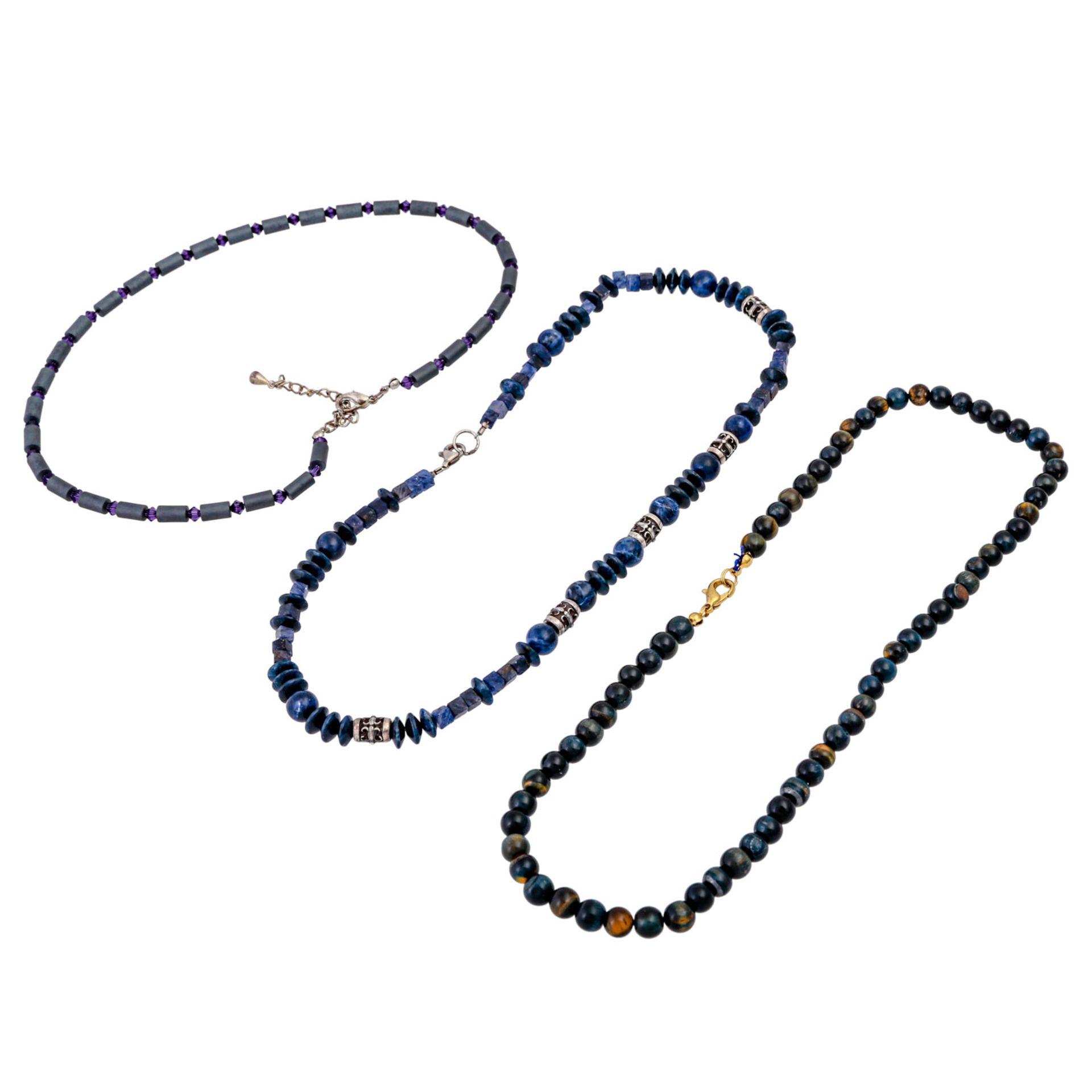 Konvolut aus 6 Halsketten,verschiedene Edelsteine, z.B. Labradorit, Falkenauge, Sodali - Bild 2 aus 3
