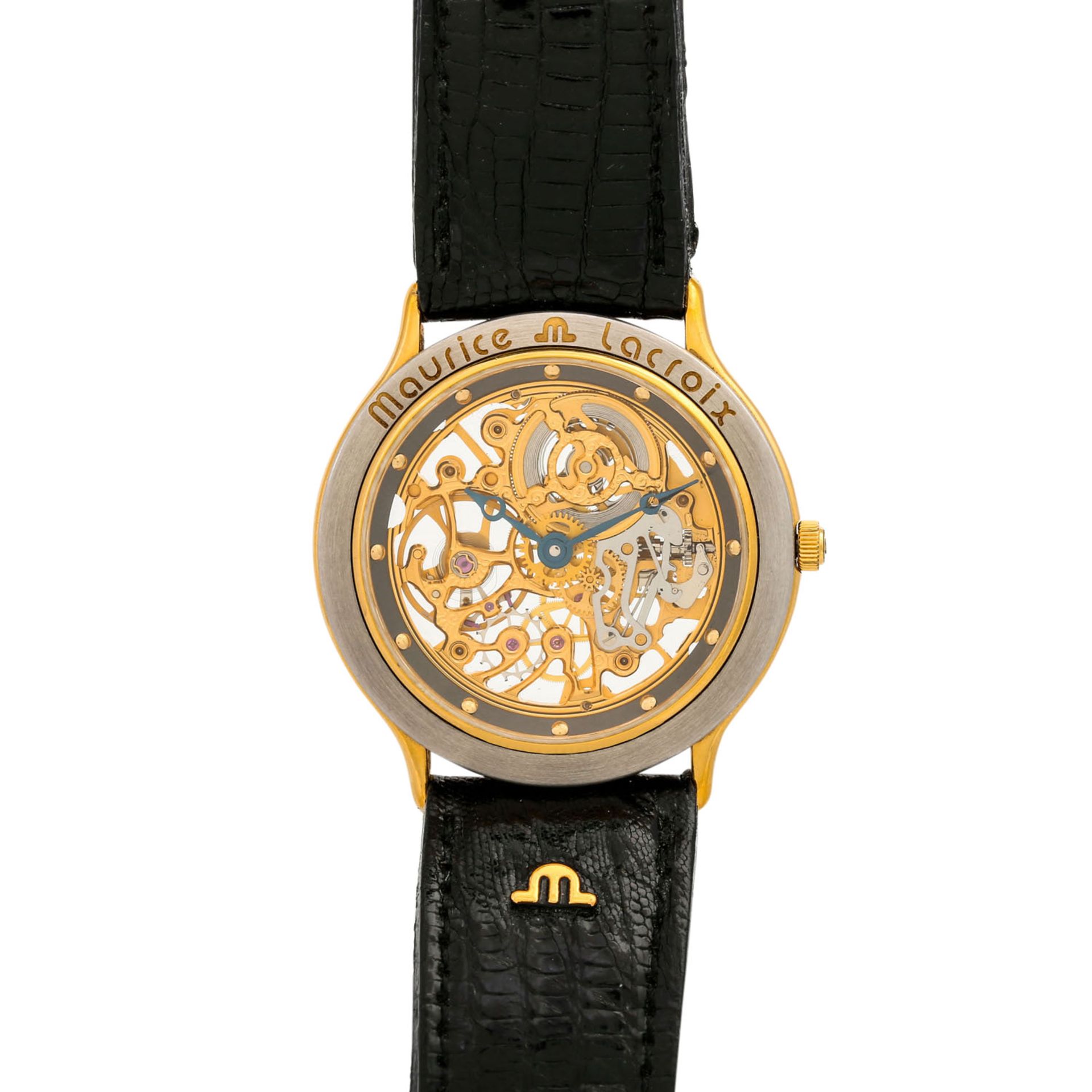 MAURICE LACROIX Skelettierte Armbanduhr, Ref. 12988.Gold plattiert. Handaufzug-Werk. G