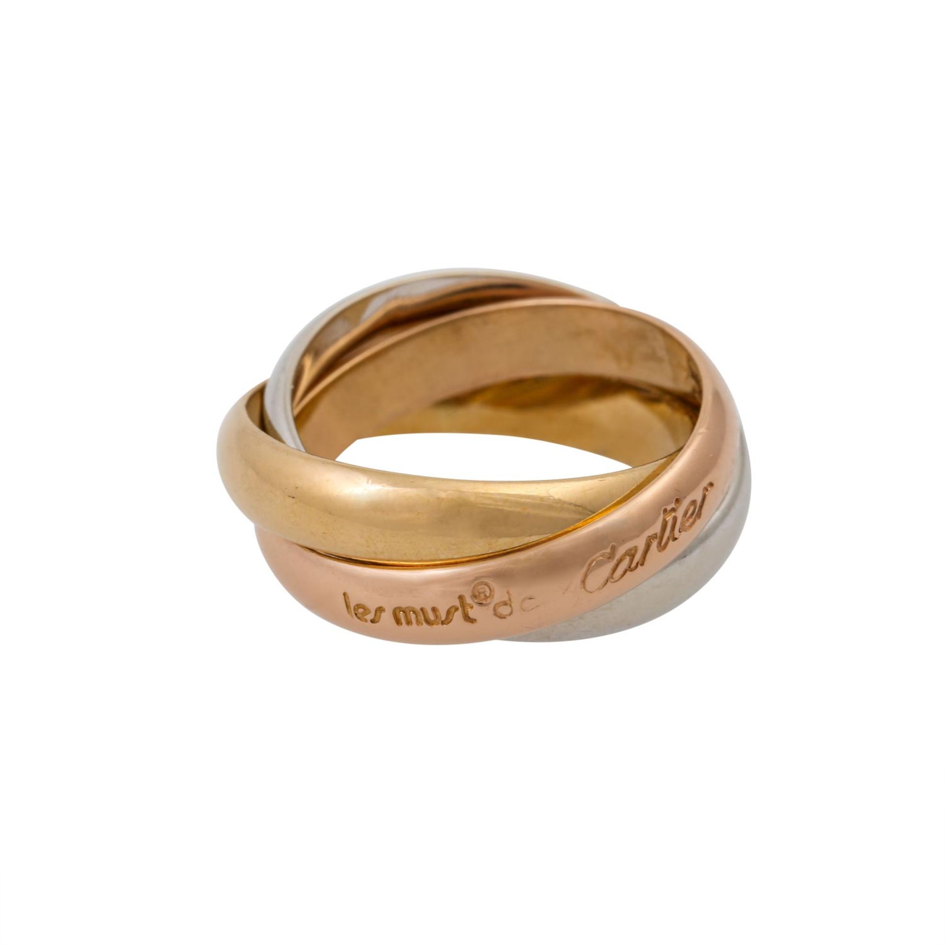 CARTIER Ring "Trinity",GG/RG/WG 18K, 6,6 g, RW: 45, 20./21. Jh., guter Erhalt, mit Mar