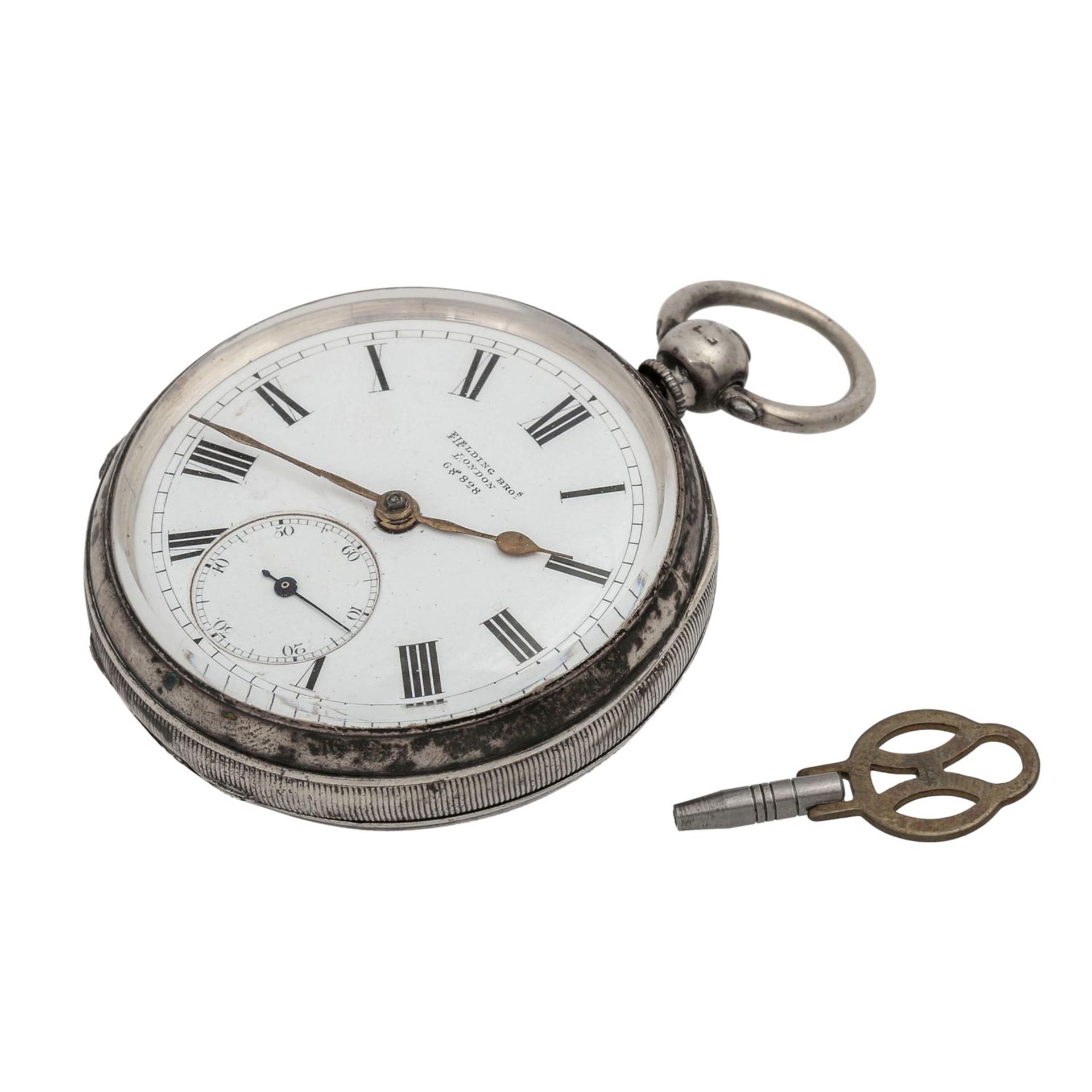 FIELDING BRO'S London Taschenuhr.Metall. Handaufzug-Werk. Deutliche Gebrauchsspuren an - Bild 6 aus 6