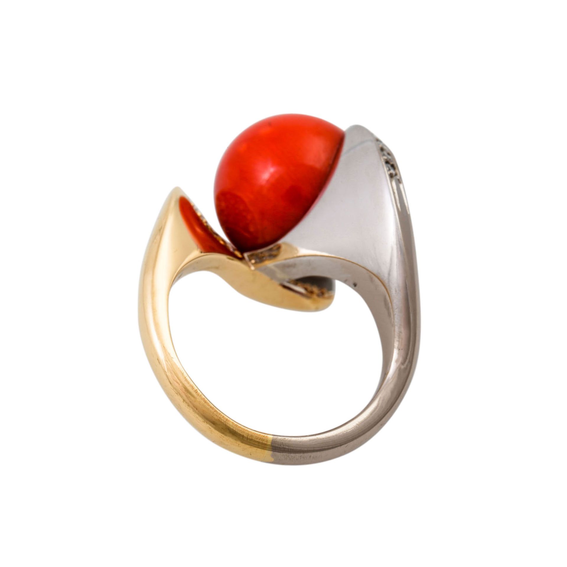 SCHOTT Ring mit feiner Edelkoralle und Brillantenvon zus. ca. 0,53 ct, ca. FW-WEISS (G - Bild 4 aus 5