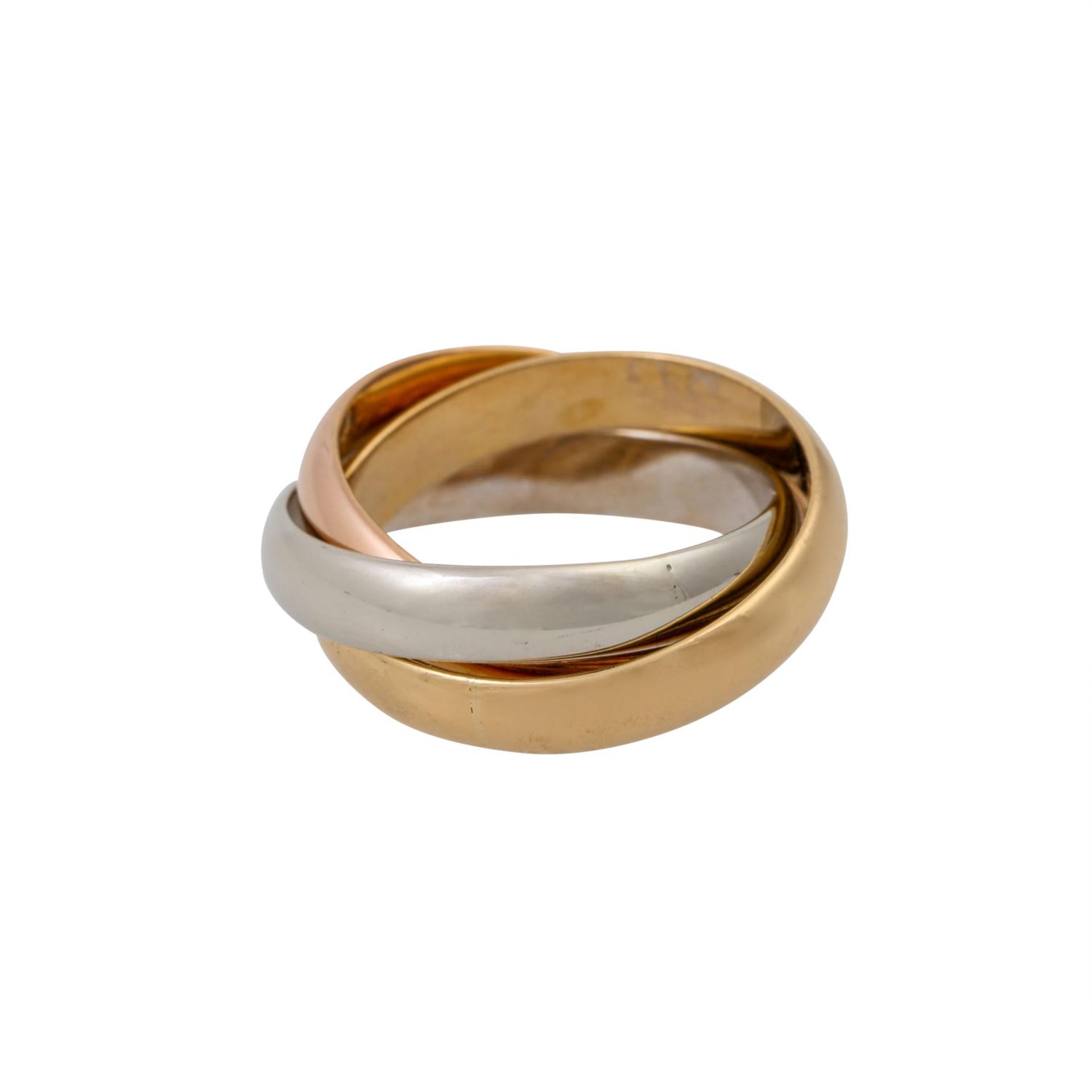 CARTIER Ring "Trinity",GG/RG/WG 18K, 6,6 g, RW: 45, 20./21. Jh., guter Erhalt, mit Mar - Bild 4 aus 4