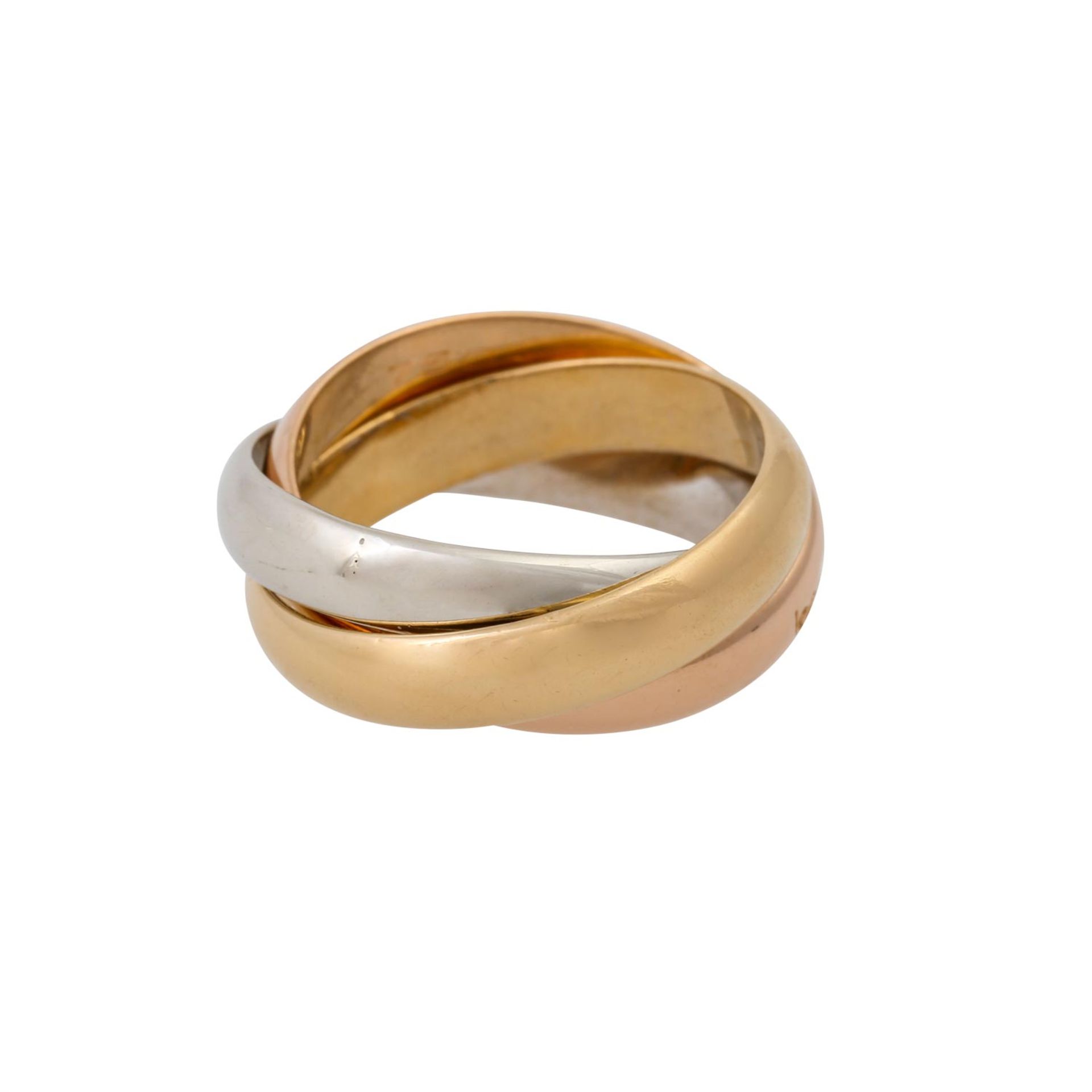 CARTIER Ring "Trinity",GG/RG/WG 18K, 6,6 g, RW: 45, 20./21. Jh., guter Erhalt, mit Mar - Bild 3 aus 4