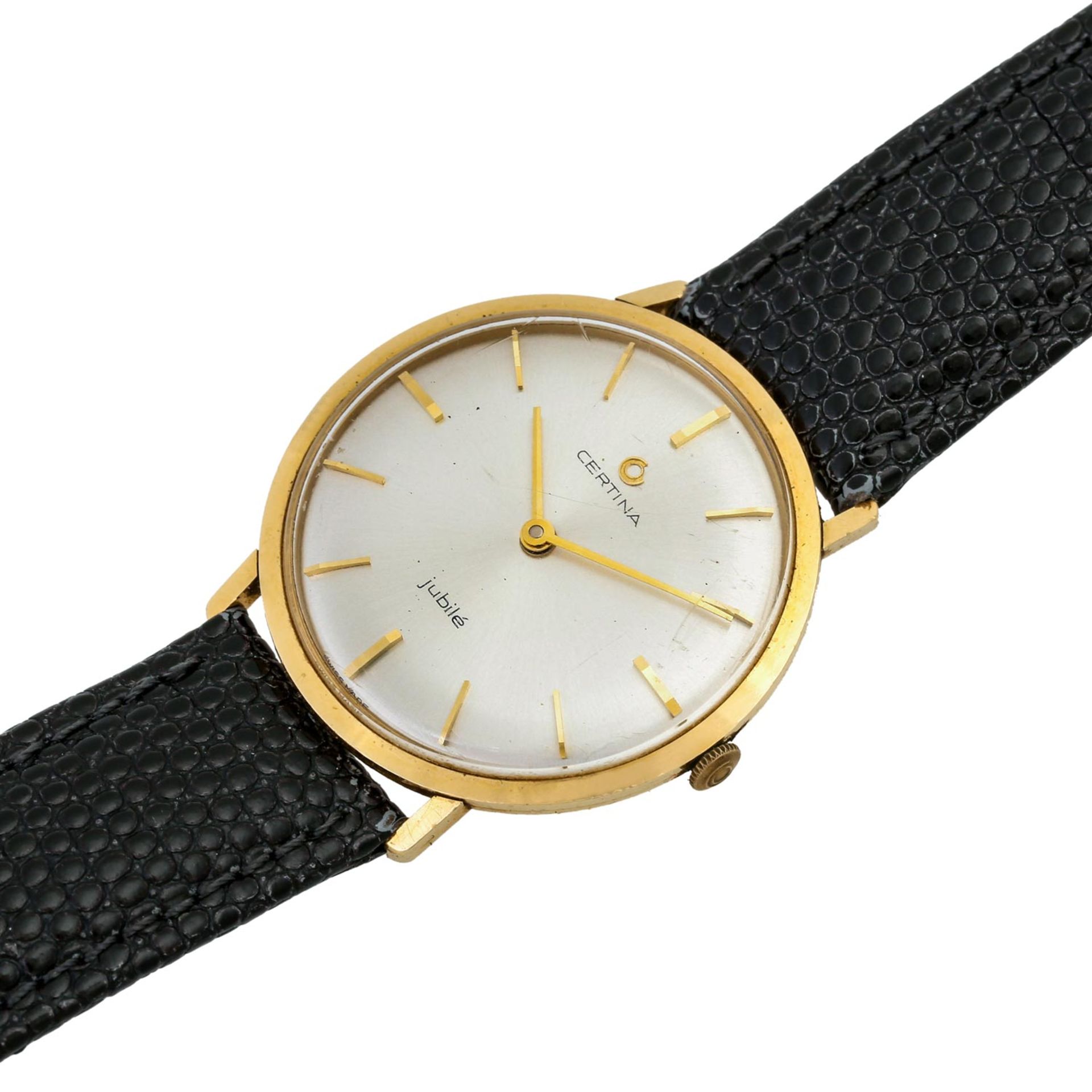 CERTINA Vintage Jubilé Armbanduhr.Gold 18K. Handaufzug-Werk. Lederband mit Stiftschli - Bild 4 aus 6