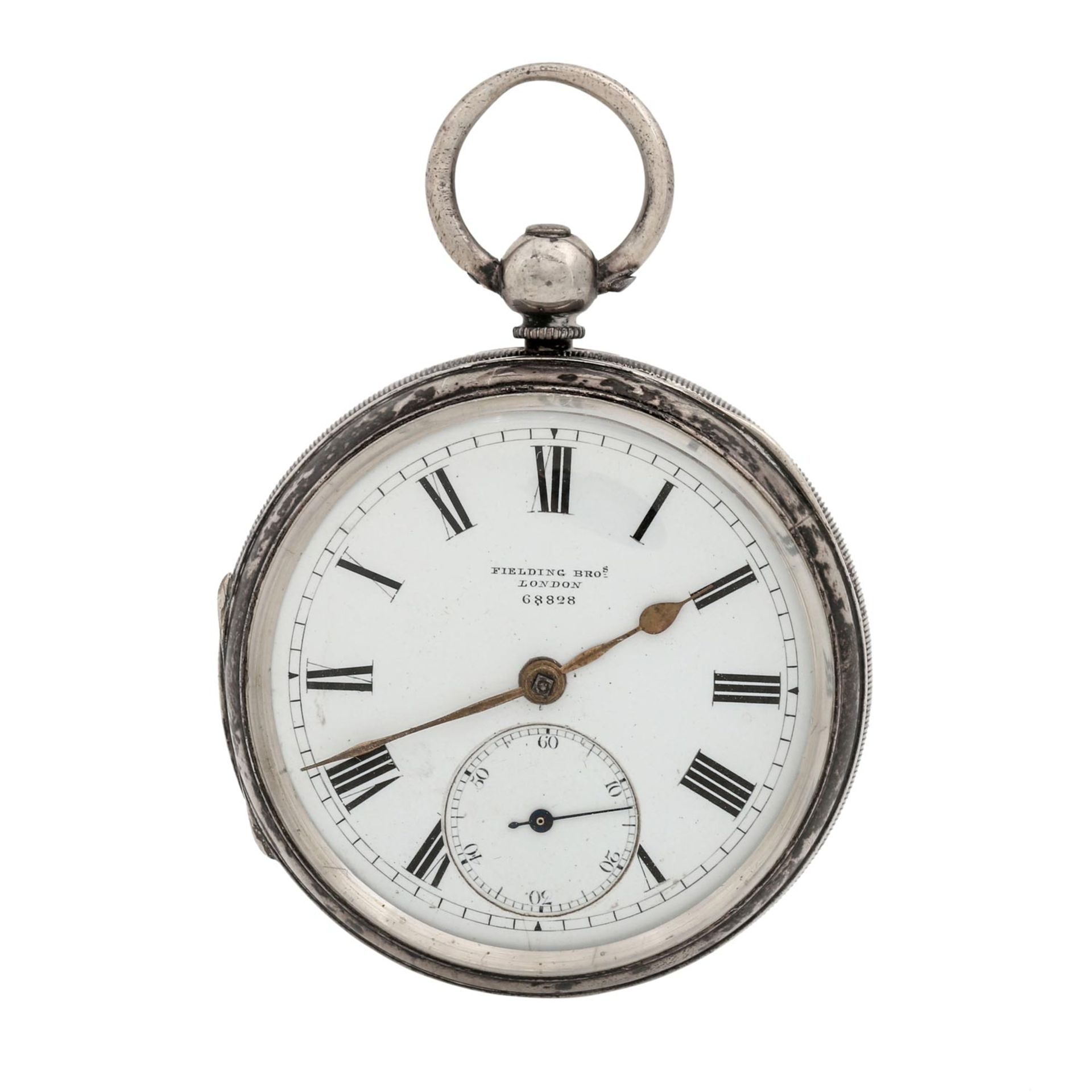 FIELDING BRO'S London Taschenuhr.Metall. Handaufzug-Werk. Deutliche Gebrauchsspuren an