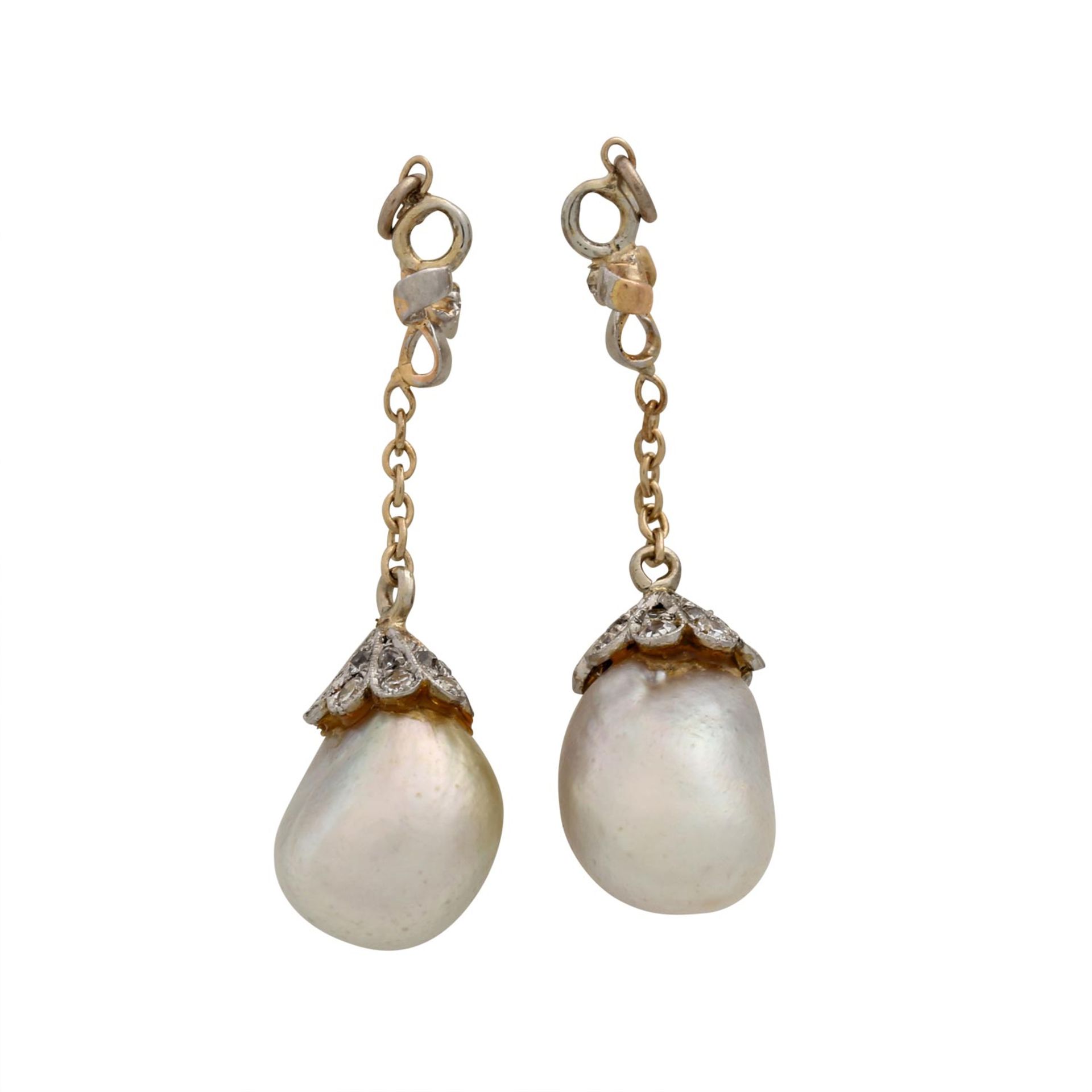Paar Einhänger mit Orientperlen für Ohrstecker,Perlen ca. 9-10 mm Durchmesser, Fassu - Image 3 of 7
