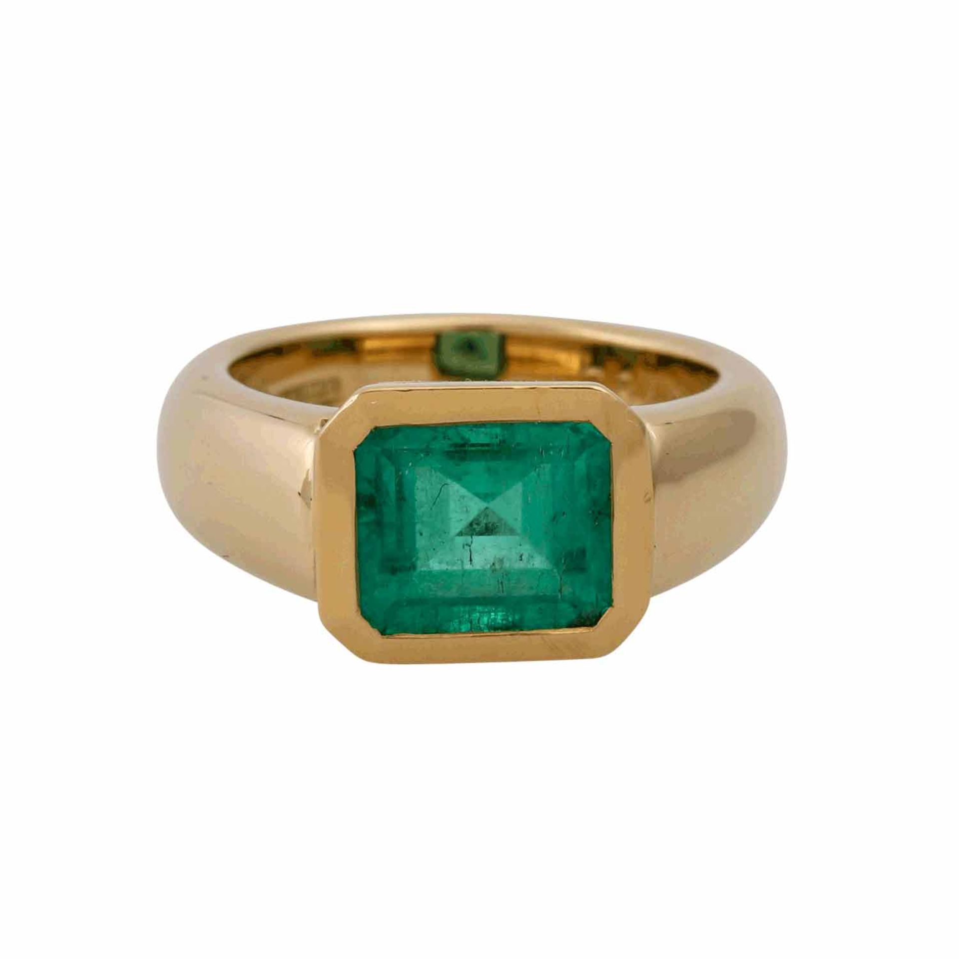 WEMPE Ring mit Smaragd von ca. 2,4 ct,achteckiger Treppenschliff, schöne Farbsättigu - Bild 2 aus 5