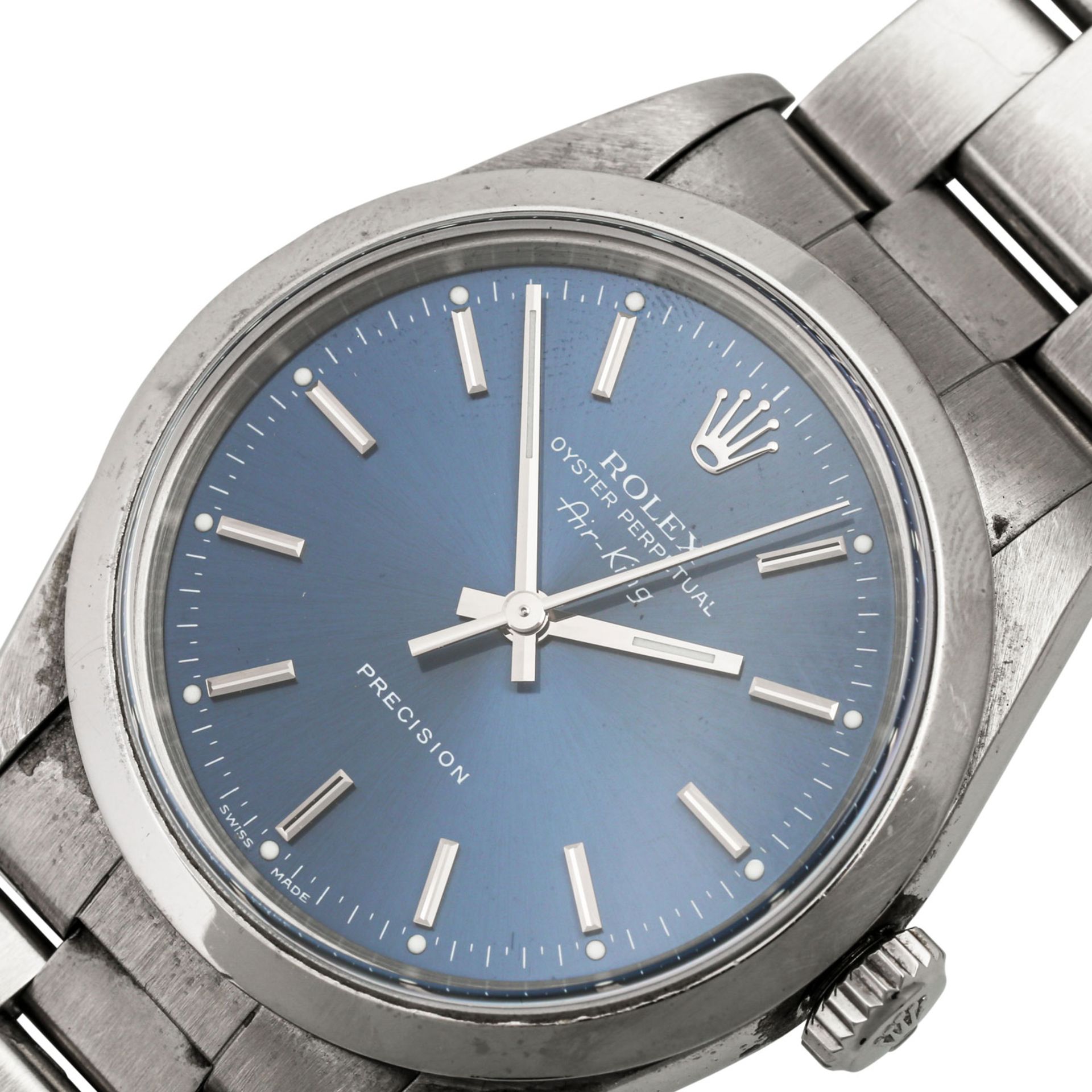 ROLEX Vintage Air King, Ref. 14000. Armbanduhr.Edelstahl. Automatic-Werk. Deutliche Ge - Image 5 of 6