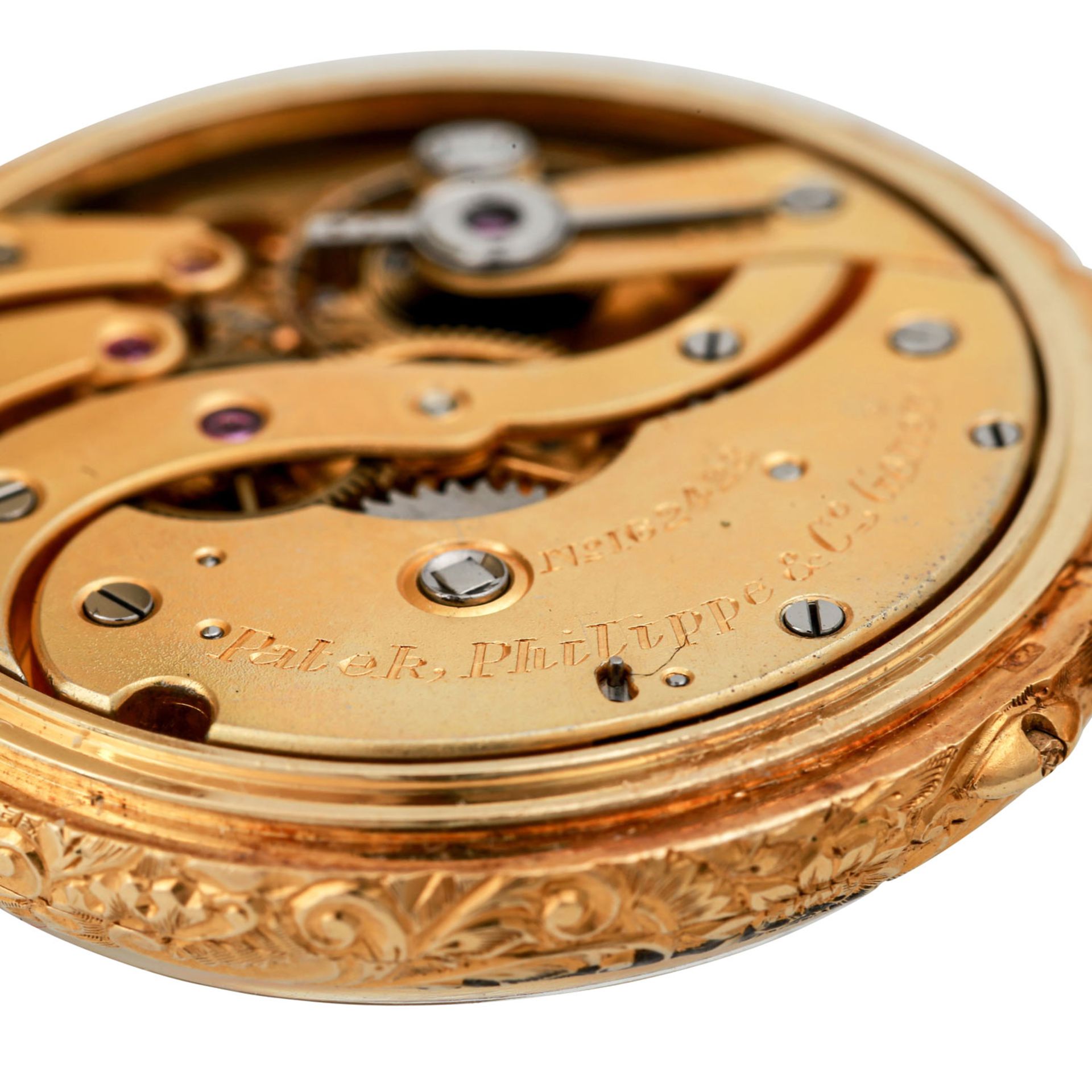 PATEK PHILIPPE Antike Bassine Taschenuhr mit Email-Dekor.Gold 18K. Gehäuse Rückseite - Image 10 of 13