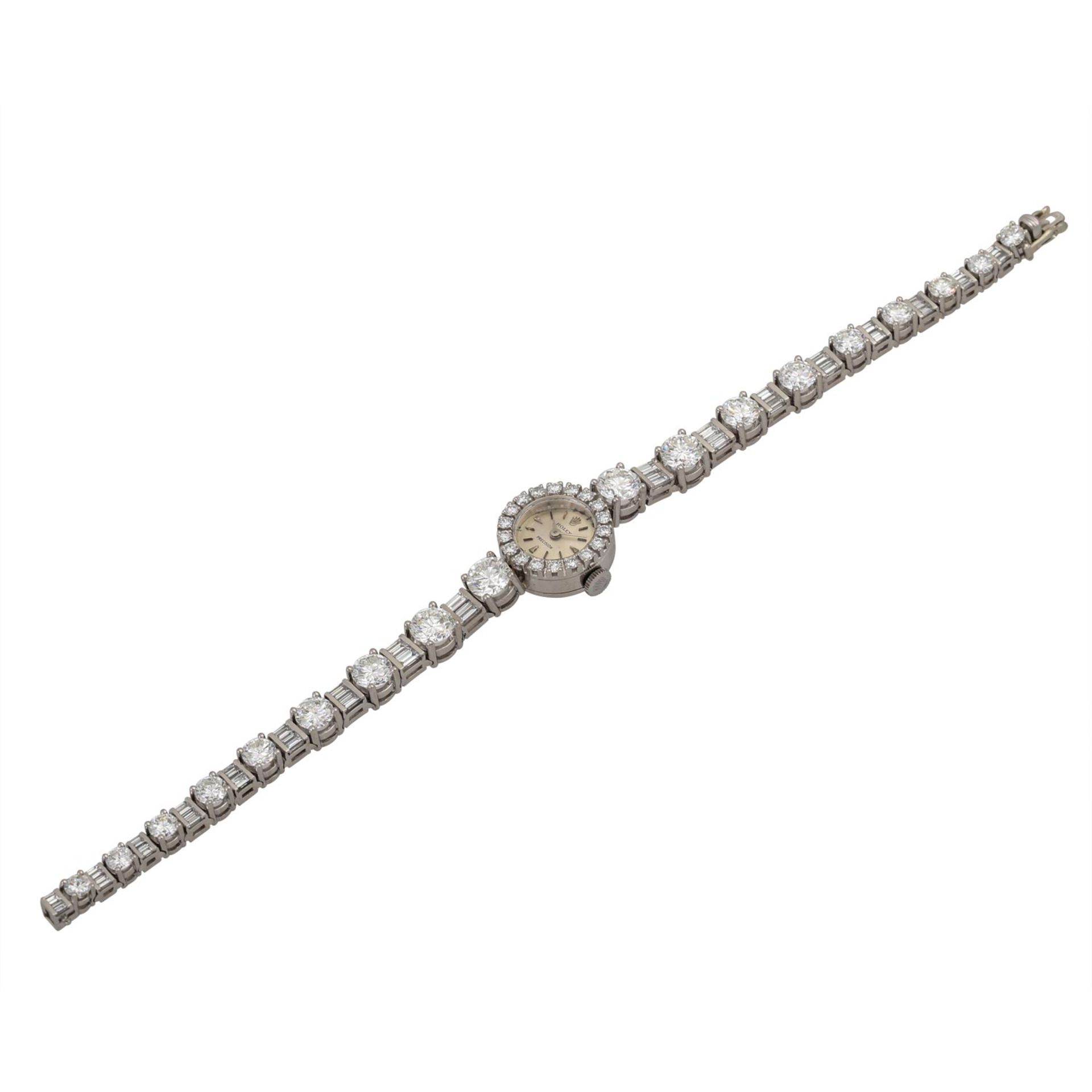 ROLEX Schmuckuhr mit Diamanten zus. ca. 10,4 ct,Brillant- und Baguetteschliff, ca. WEI - Image 7 of 11