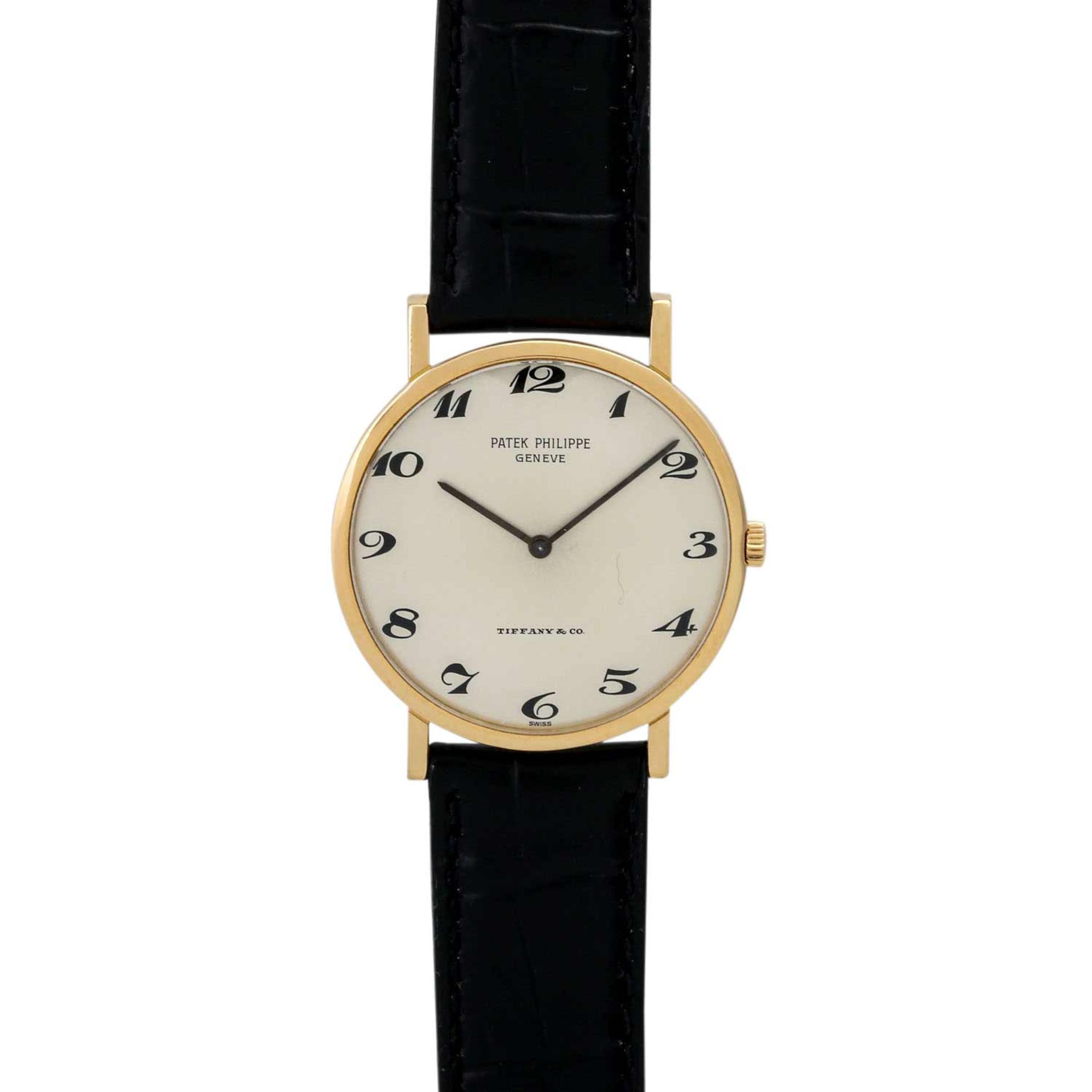 PATEK PHILIPPE Calatrava, Ref. 3512J "Tiffany & Co." Armbanduhr.Gold 18K. Handaufzug-W