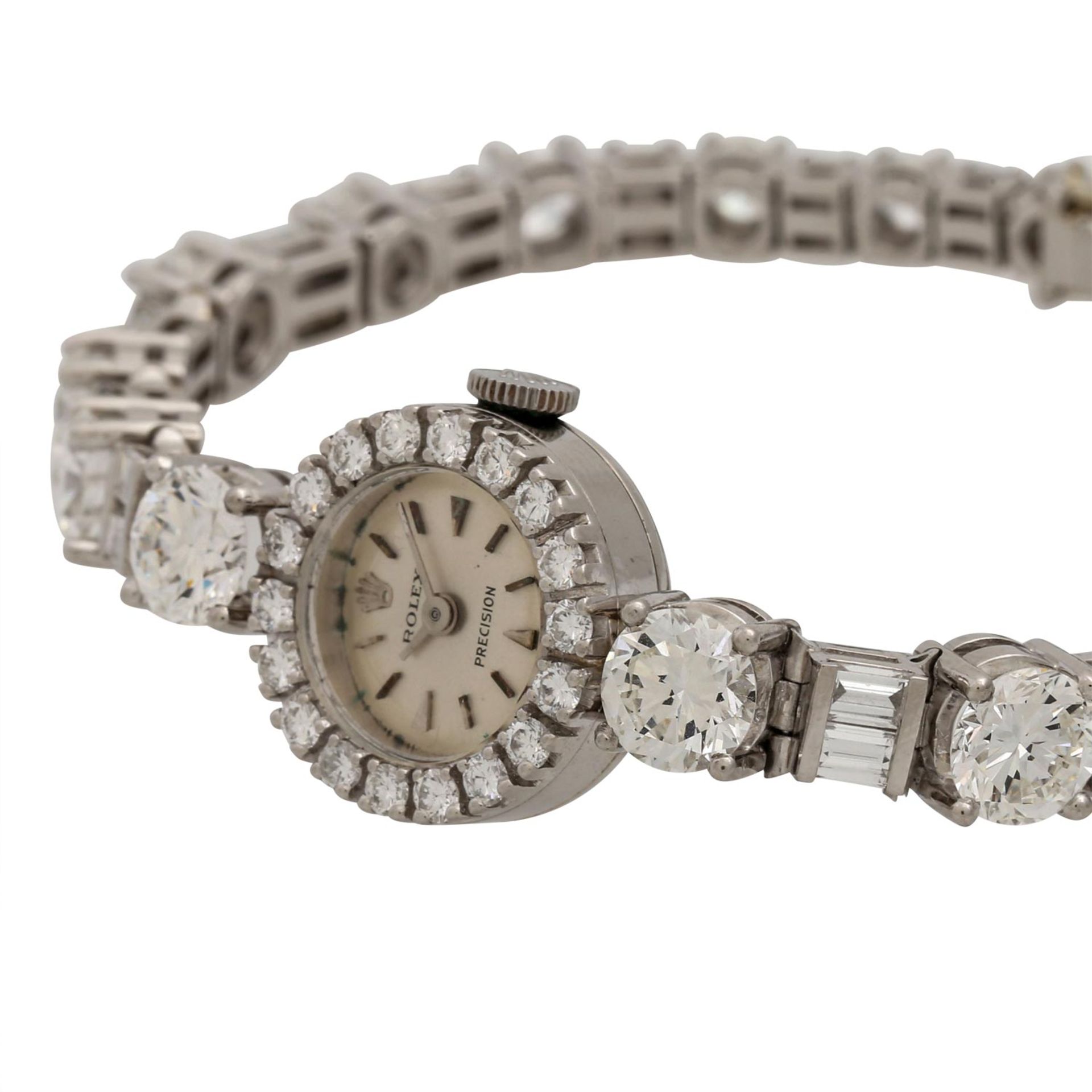 ROLEX Schmuckuhr mit Diamanten zus. ca. 10,4 ct,Brillant- und Baguetteschliff, ca. WEI - Bild 10 aus 11