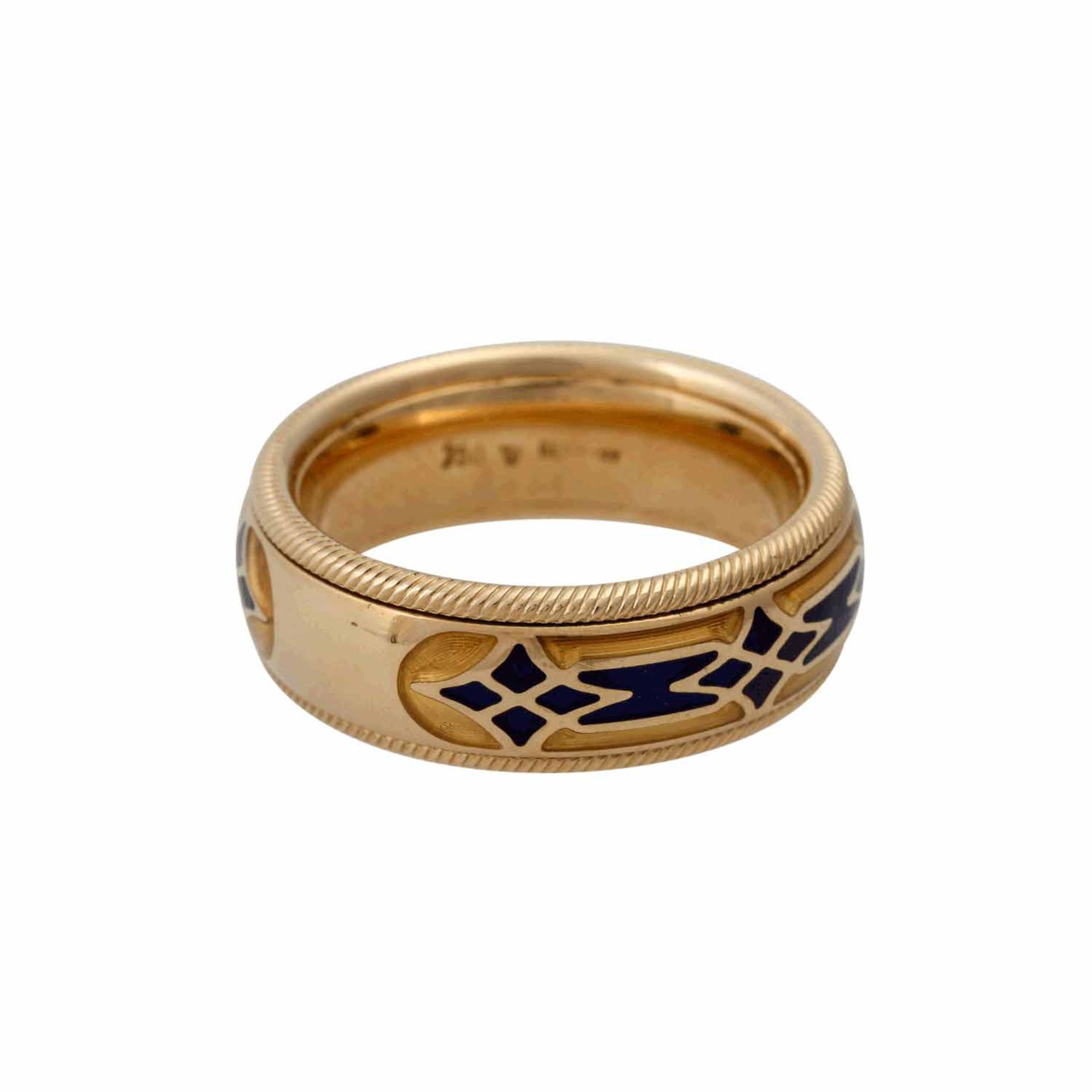WELLENDORFF Ring "Baronesse" mit Brillantvon 0,02 ct und blauem/gelbem Email, drehbar, - Image 3 of 5