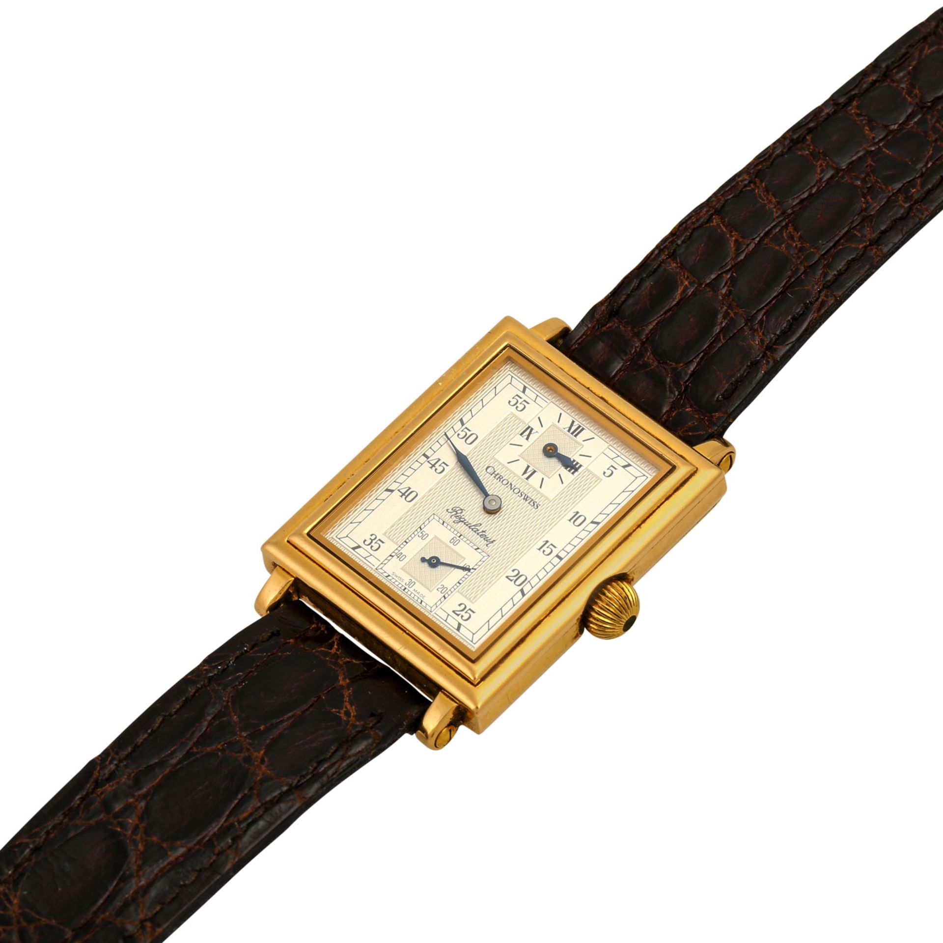 CHRONOSWISS Vintage Regulateur. Herrenuhr.Gold 18K. Handaufzug-Werk. Leatherband mit S - Image 4 of 6