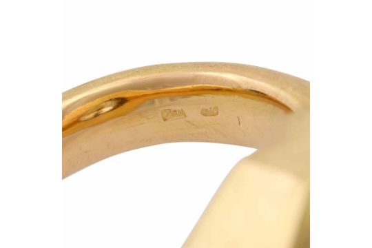 Ring mit Brillant 5,02 ct,GET (P-R)/VS1, gefasst in schwerer Goldfassung 18K, außen m - Bild 6 aus 7