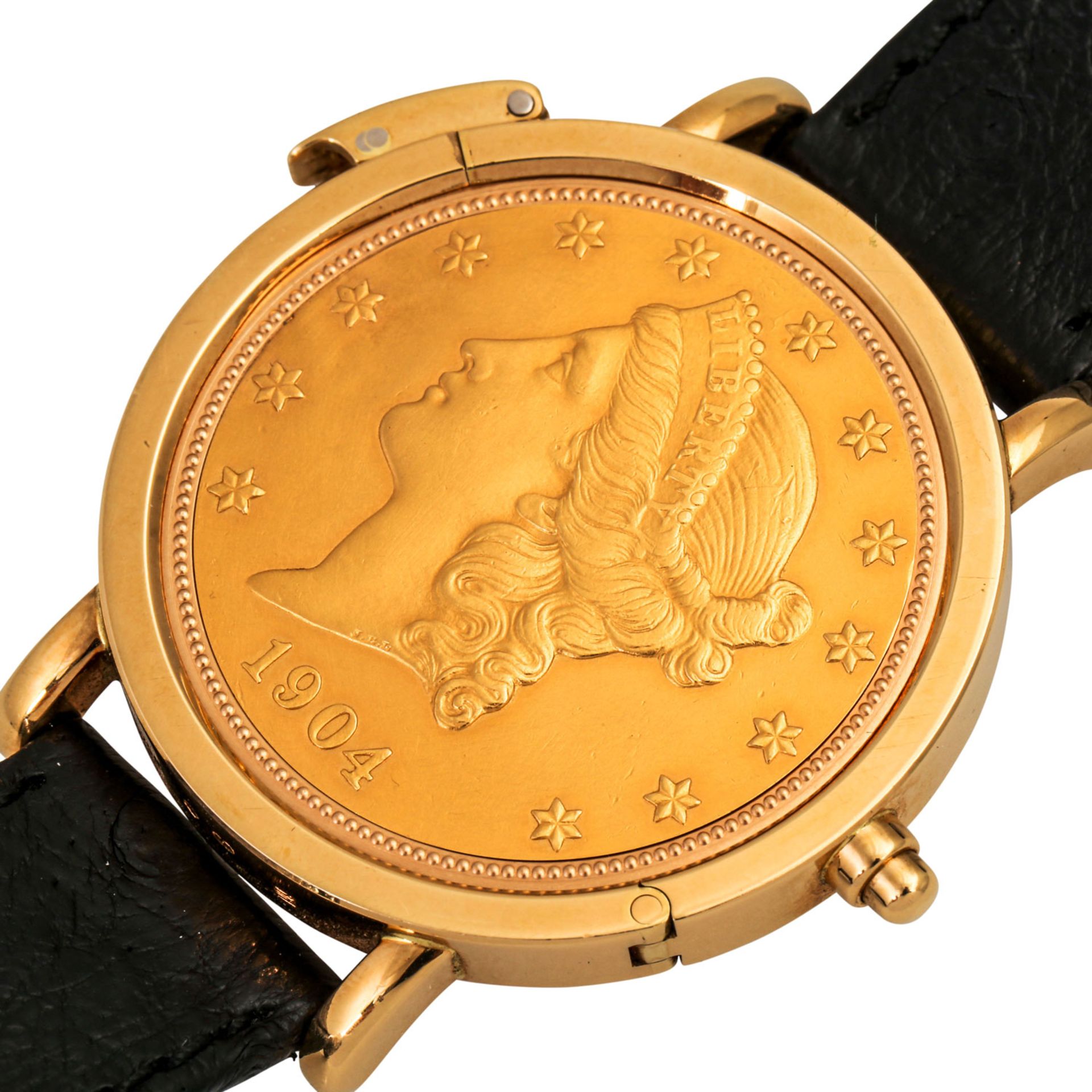 KURT SCHAFFO Münzuhr "Twenty Dollars".Gehäuse Gold 18K, Lünette des Uhrwerks mit Di - Image 5 of 8