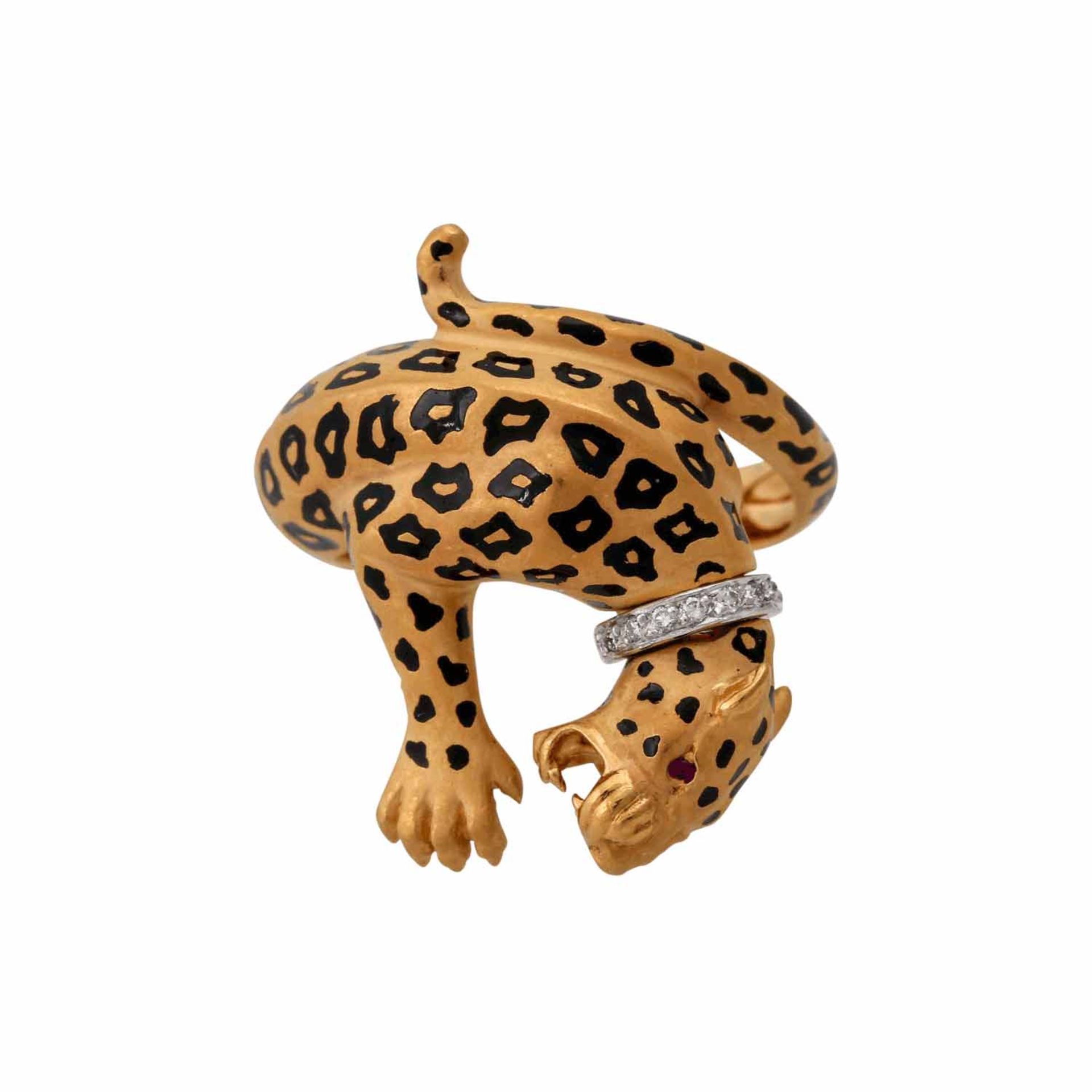 CARRERA Y CARRERA Ring "Panther"mit Brillanten von ca. 0,05 ct, 2 kl. Rubinen und sch - Image 2 of 5