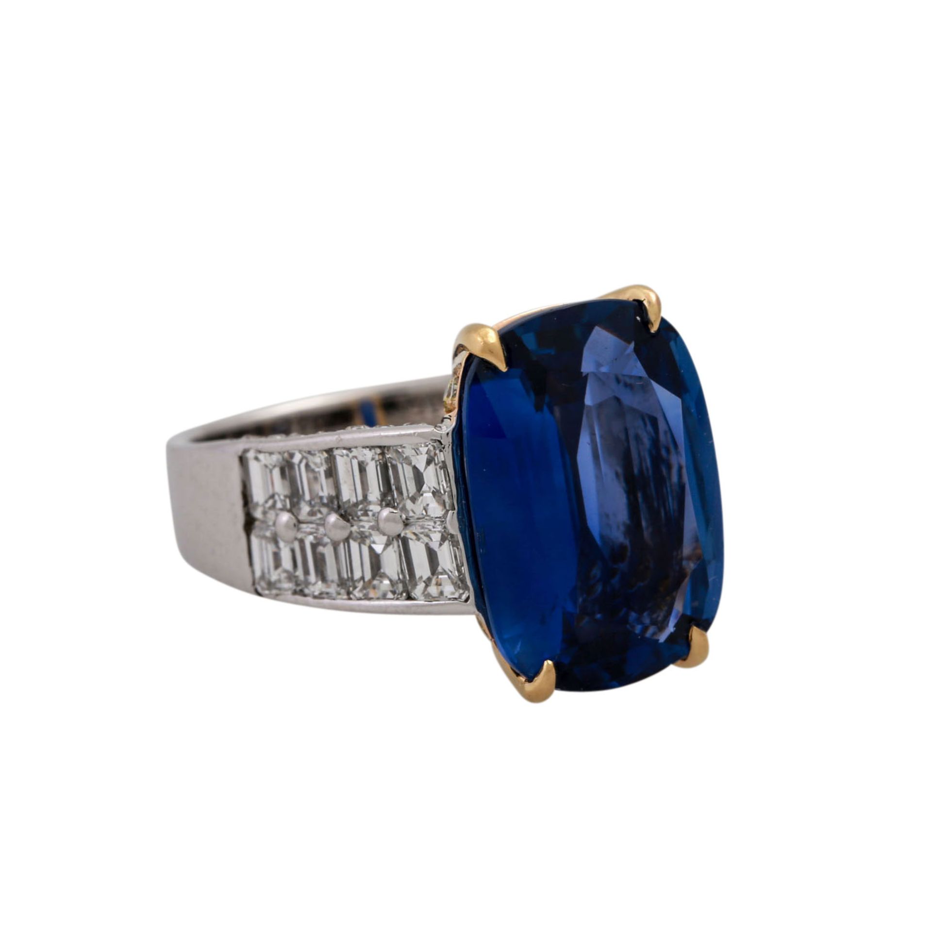 Eleganter Ring mit hochfeinem Ceylon Saphirvon 9,11 ct (keine Hinweise auf Hitzebehand
