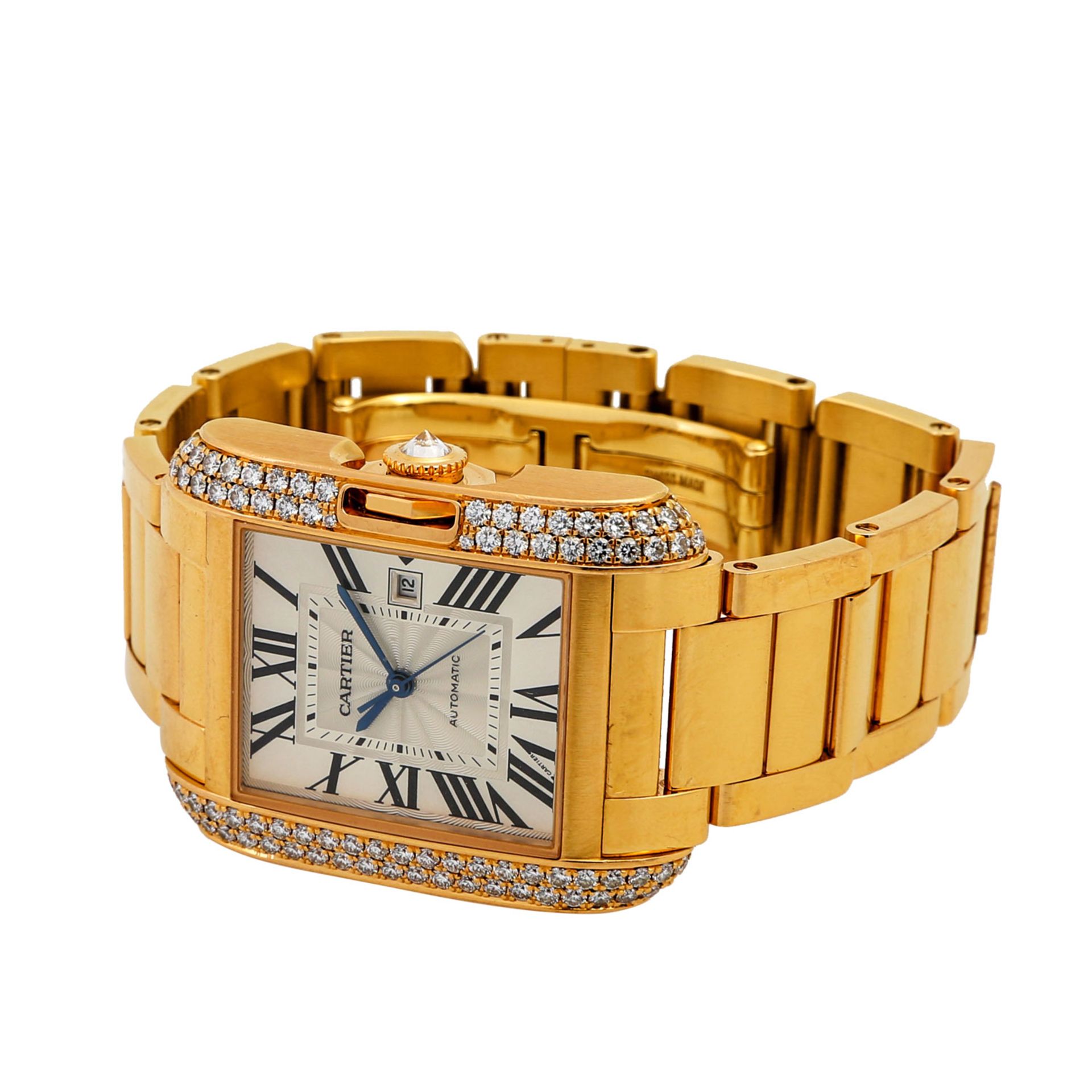 CARTIER Tank Anglaise, Ref. 3508. Damenuhr.Gold 18K, Lünette mit Diamanten. Automatic - Image 10 of 11